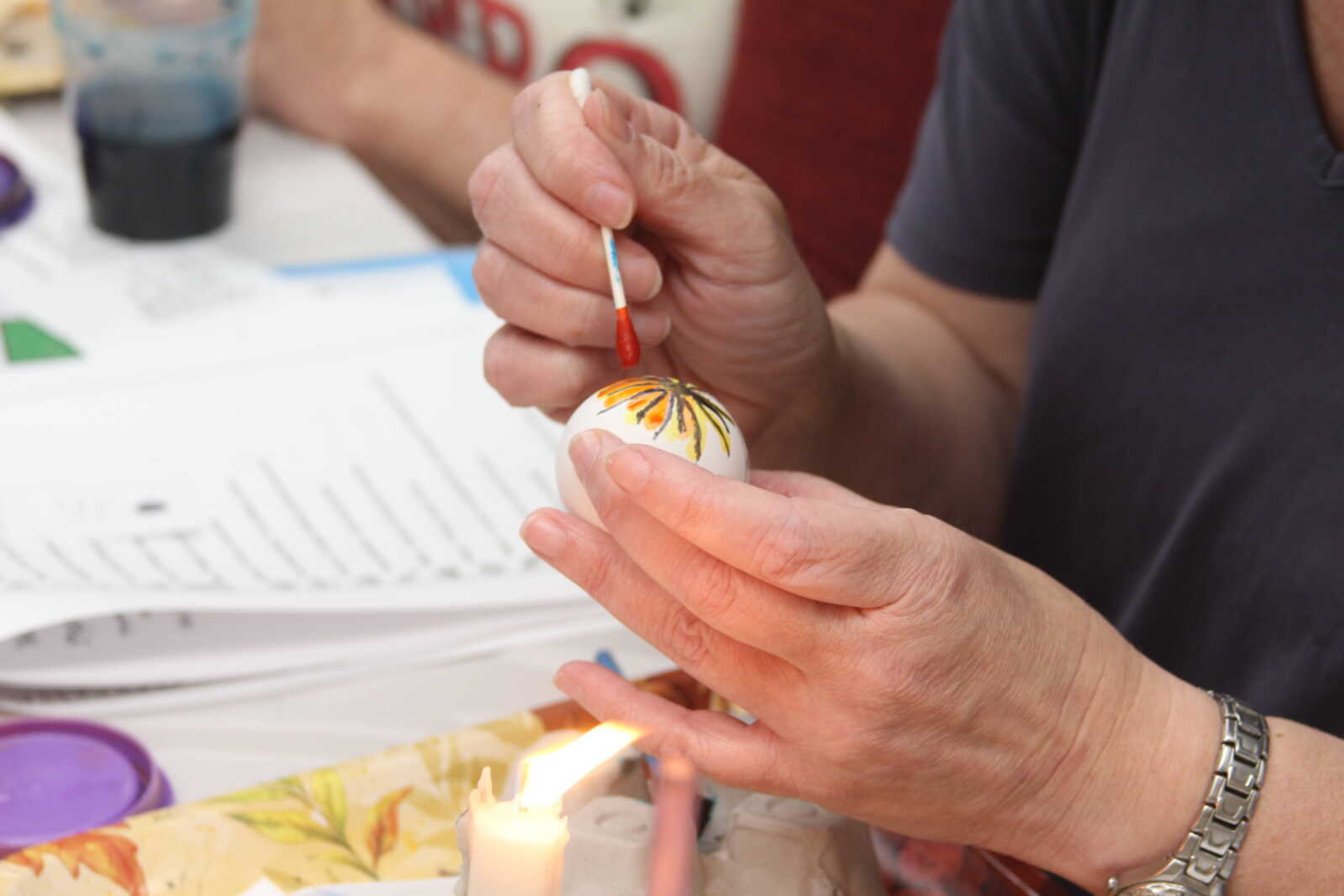 A moment from the Ukrainian egg decorating class held on April 9 and 10 at the Crisp Museum at the River Campus.