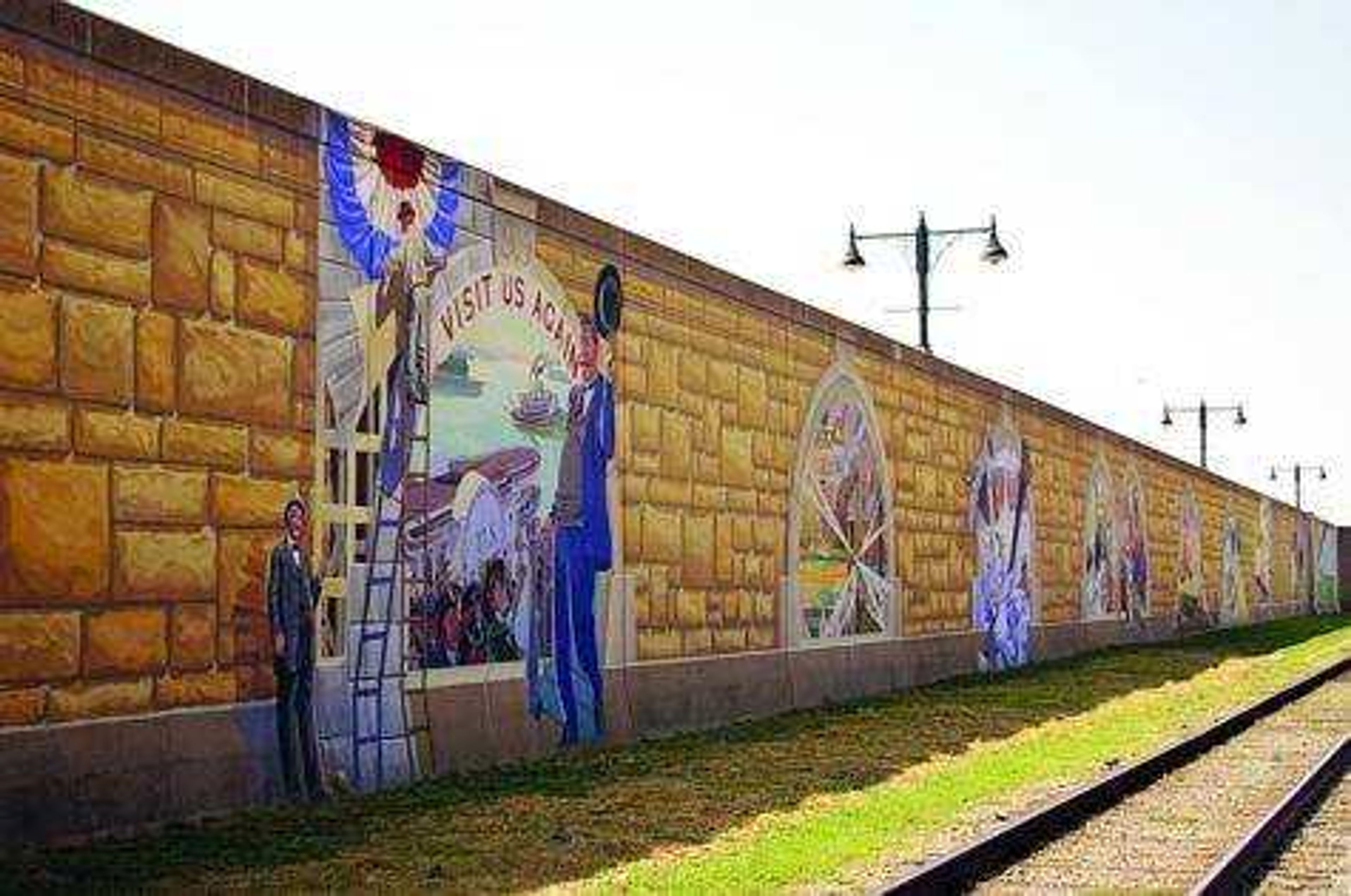 The Mississippi River Tales Mural runs 1,100 feet along the flood wall. - Photo by Nathan Hamilton