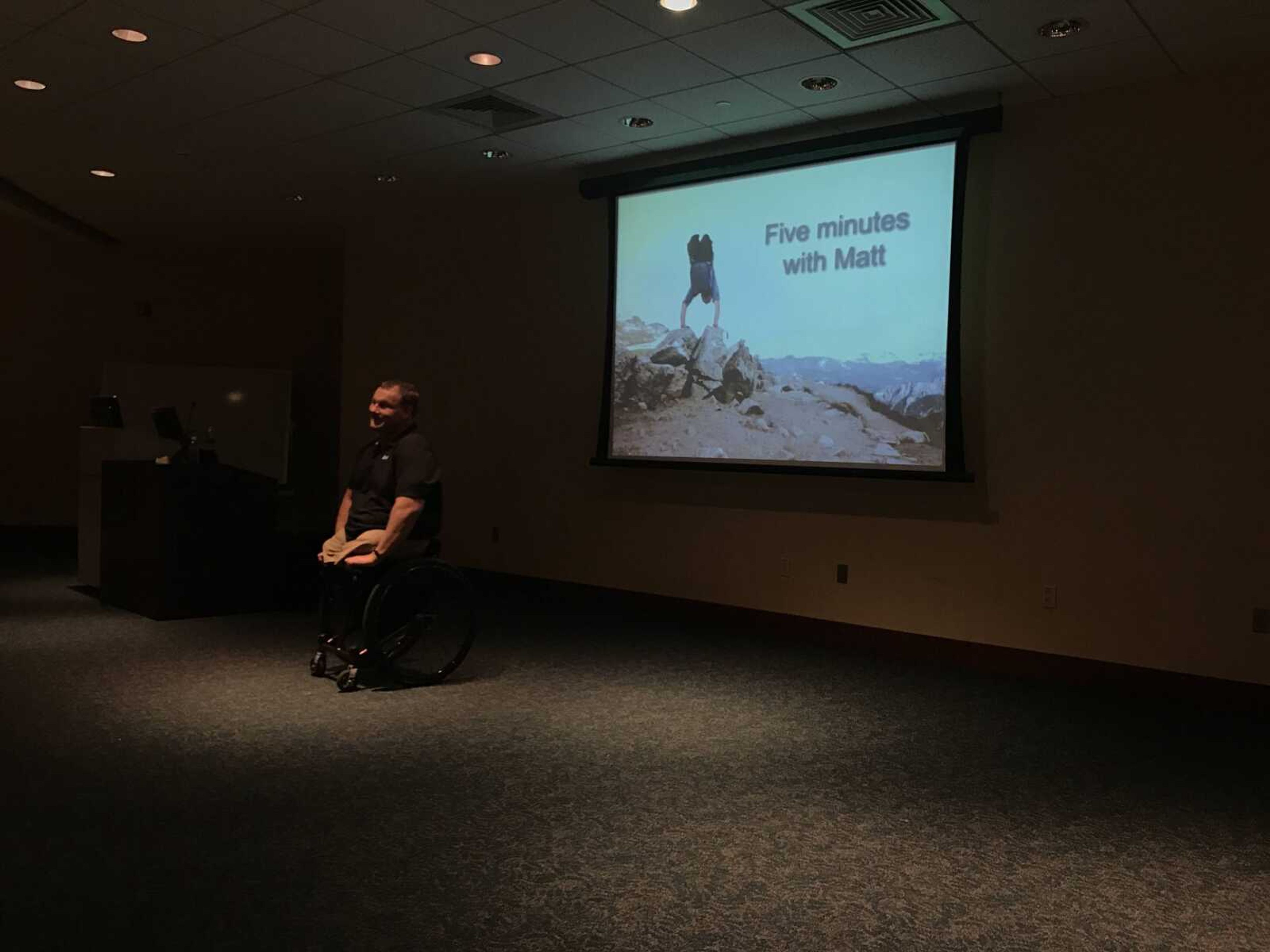 Matt Glowacki gives his presentation in Glenn Auditorium on Mar. 9.