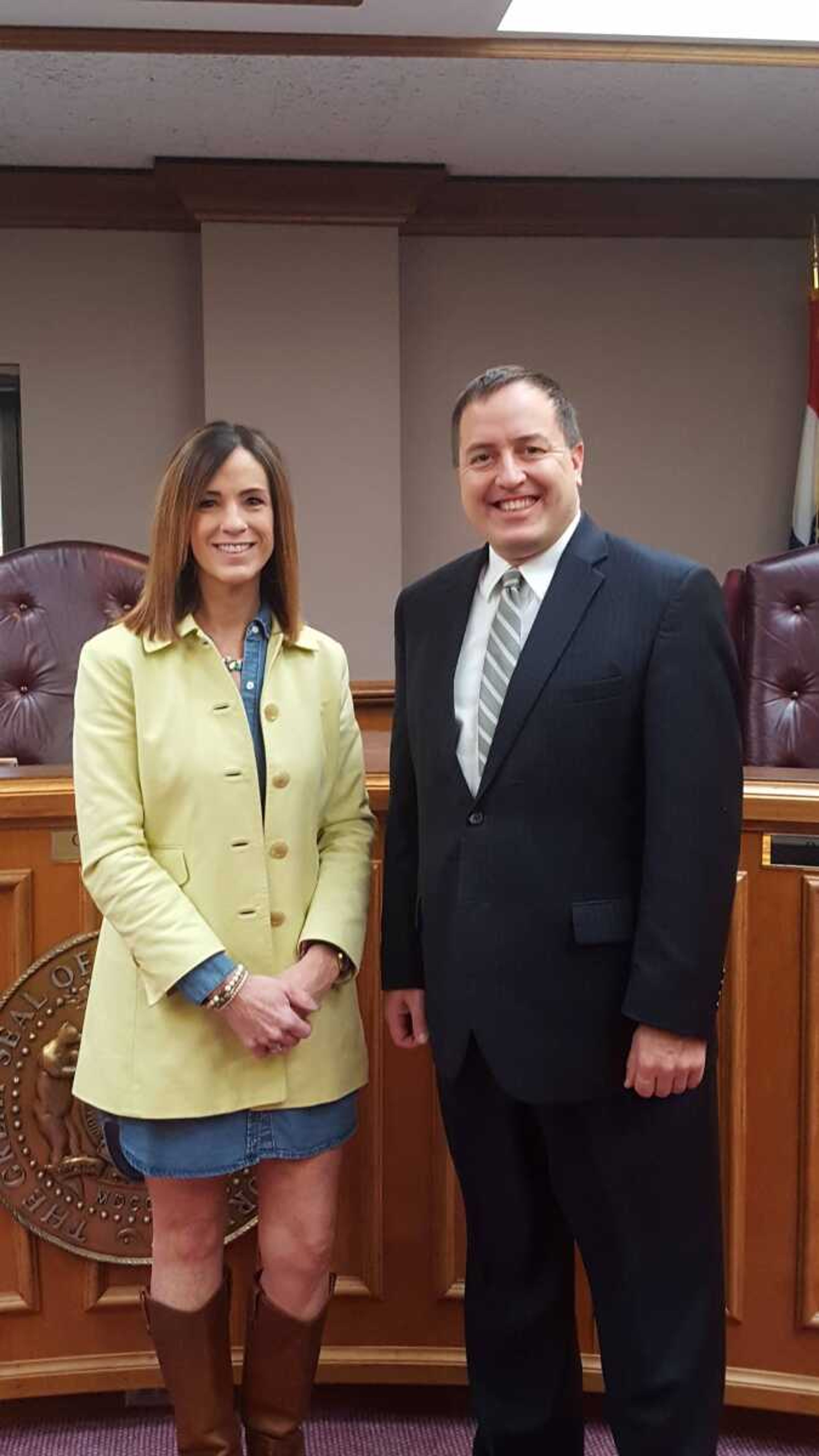 County Clerk Kara Clark Summers posing for a picture with Secretary of State Jay Ashcroft on Wed., Oct. 24