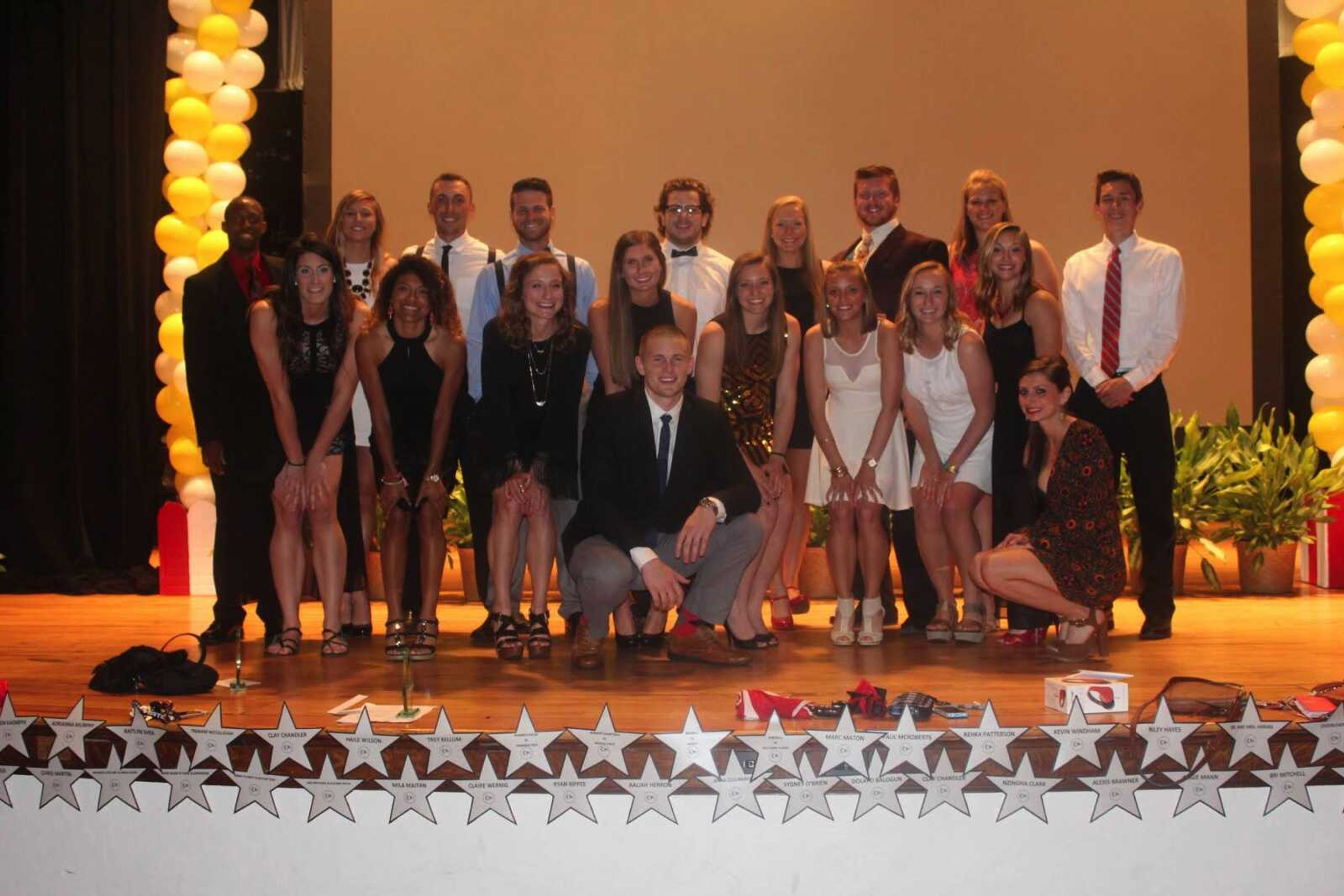 Members of the Student-Athlete Advisory Committee pose at the awards banquet last Wednesday.
