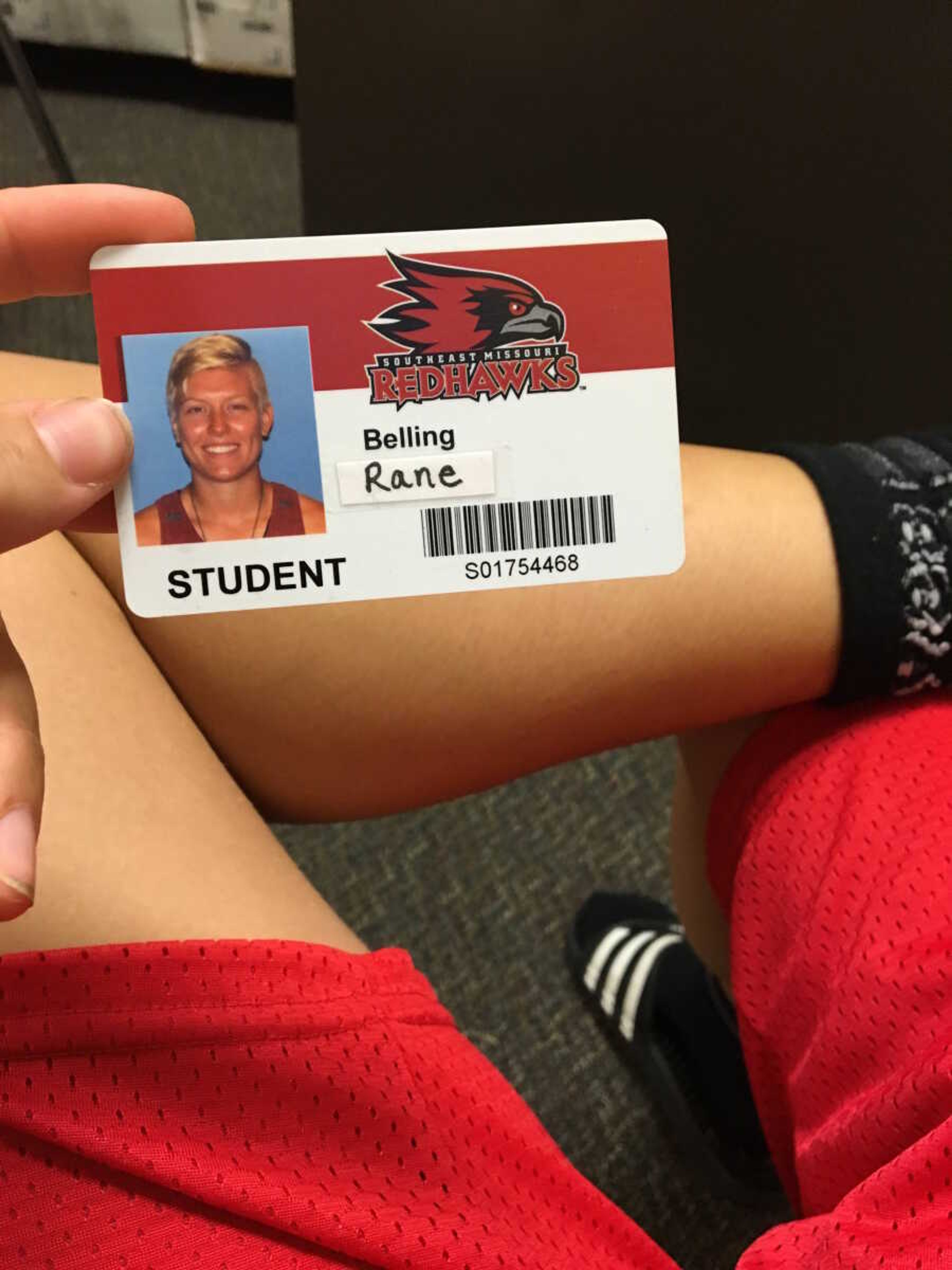 Senior Rane Belling had to tape over his legal name in order to write in his preferred name on his ID.
