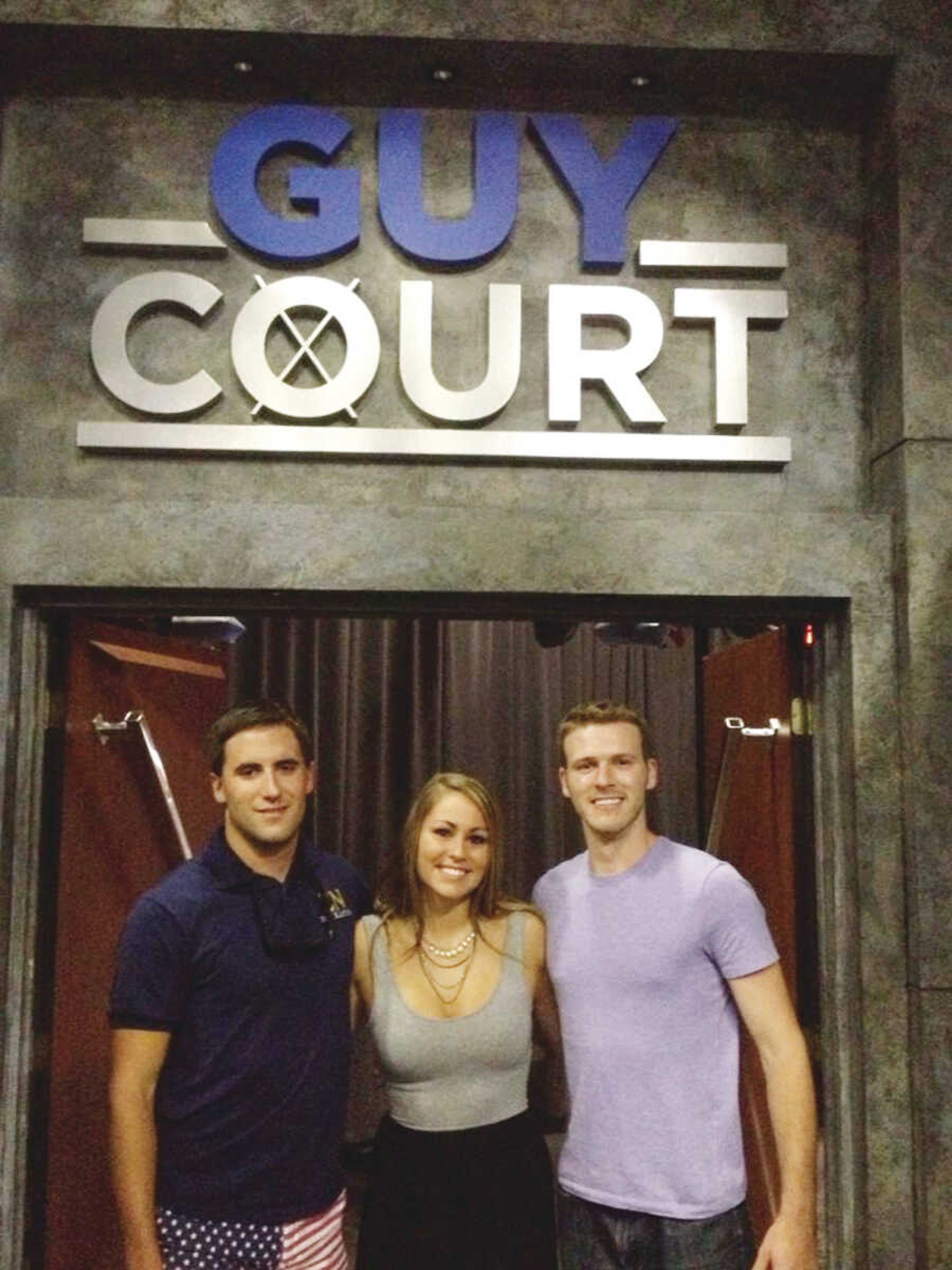 Weston Blankenship, Kayla Derby, and Jake Beckman on the set of Guy Court. Submitted Photo.
