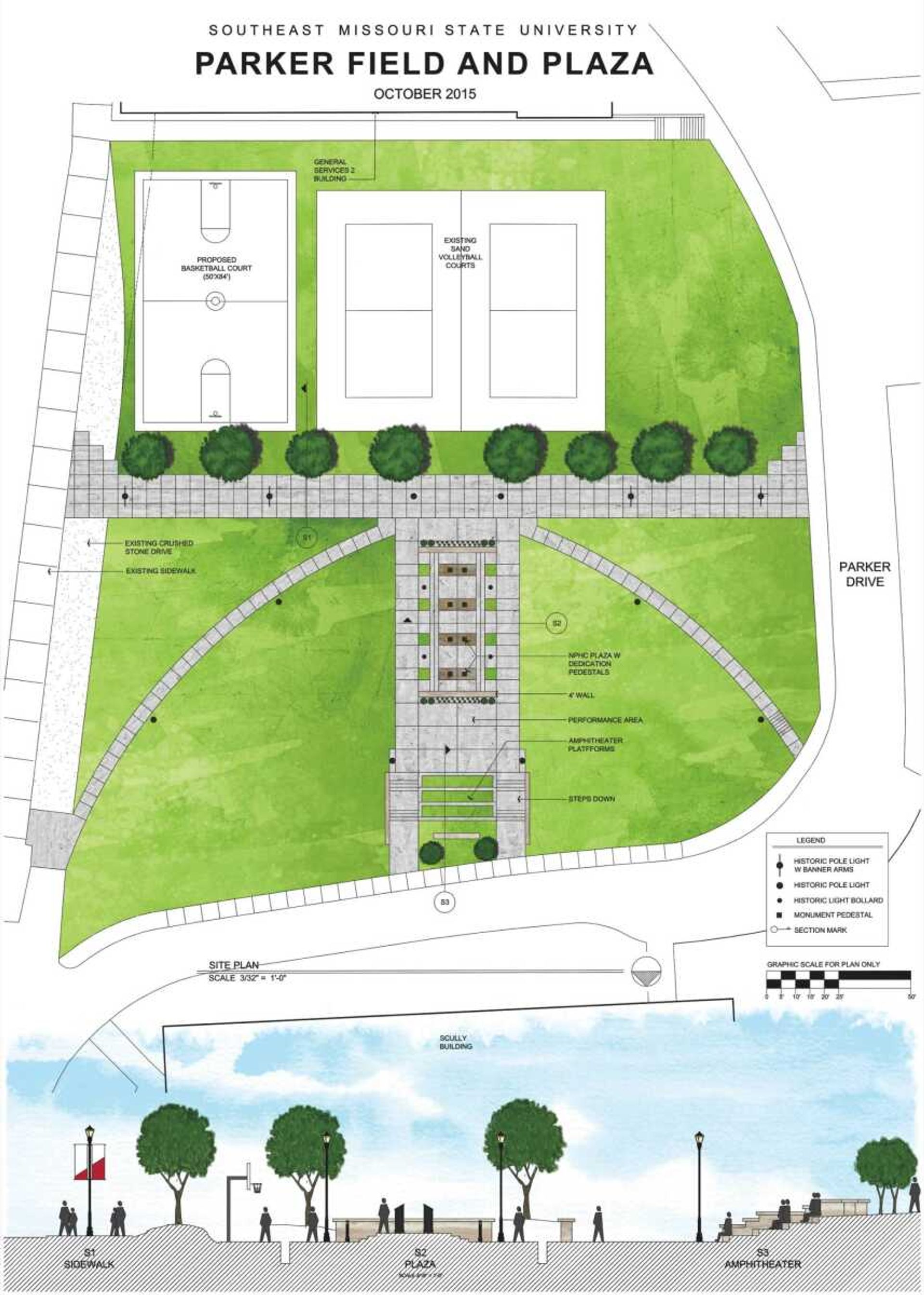 A preliminary drawing of the Parker Field renovation depicting different aspects of the plan. No renovations have been confirmed.
