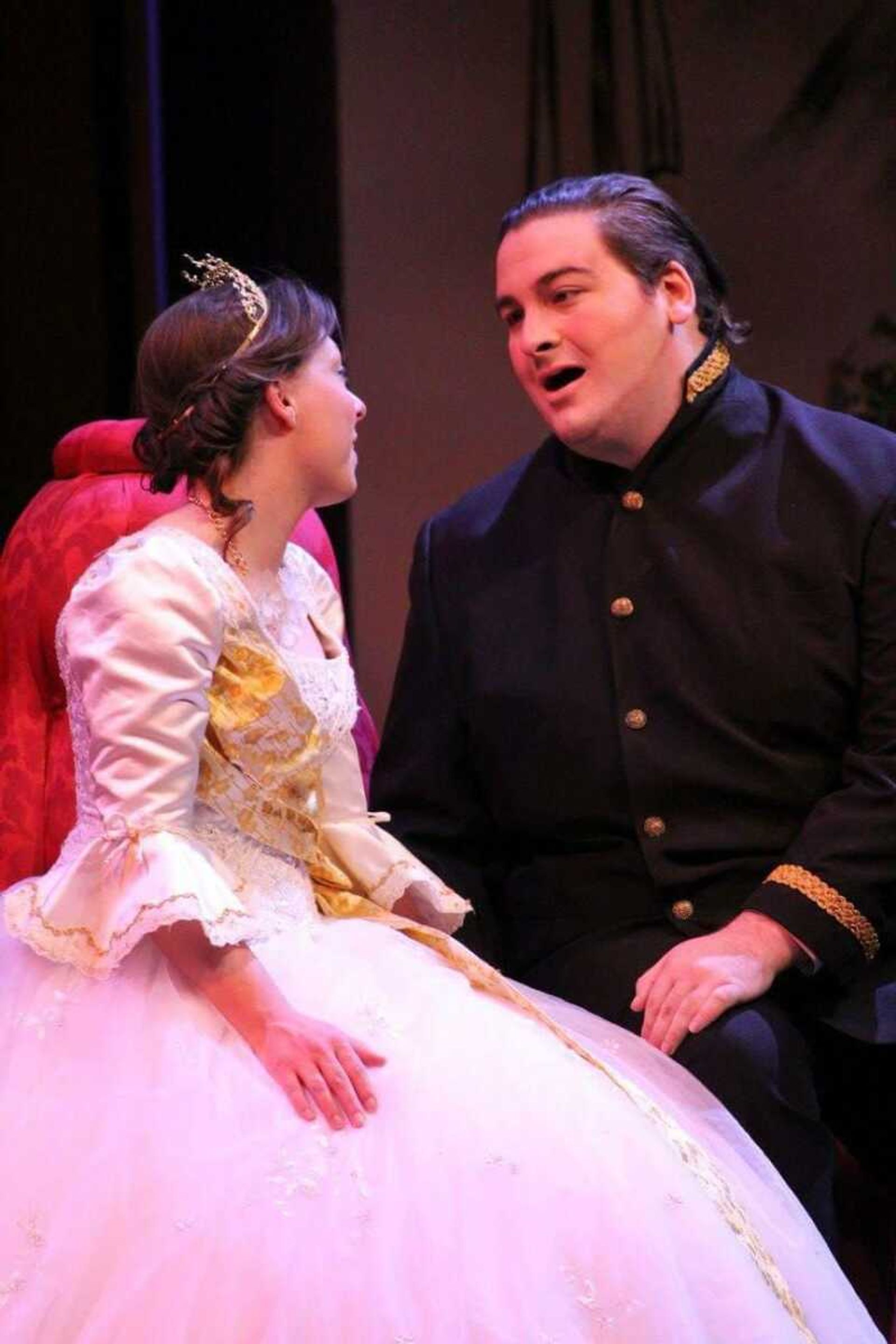 Cinderella, Brittany Moleski, and Prince Charming, Nicholas Ducote, performing a duet, during the River Campus' performance of 'Cinderella'