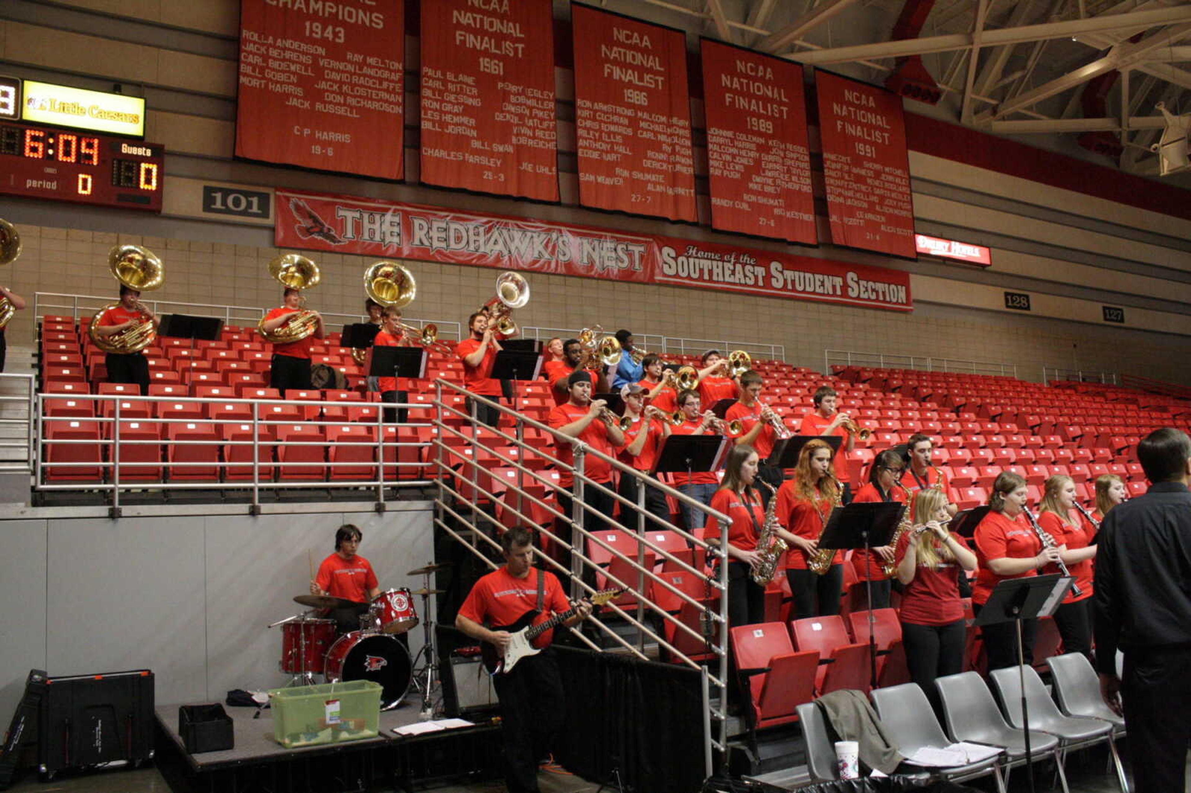 The Southeast Show Band performs during home basketball games. - Photos by Nathan Hamilton
