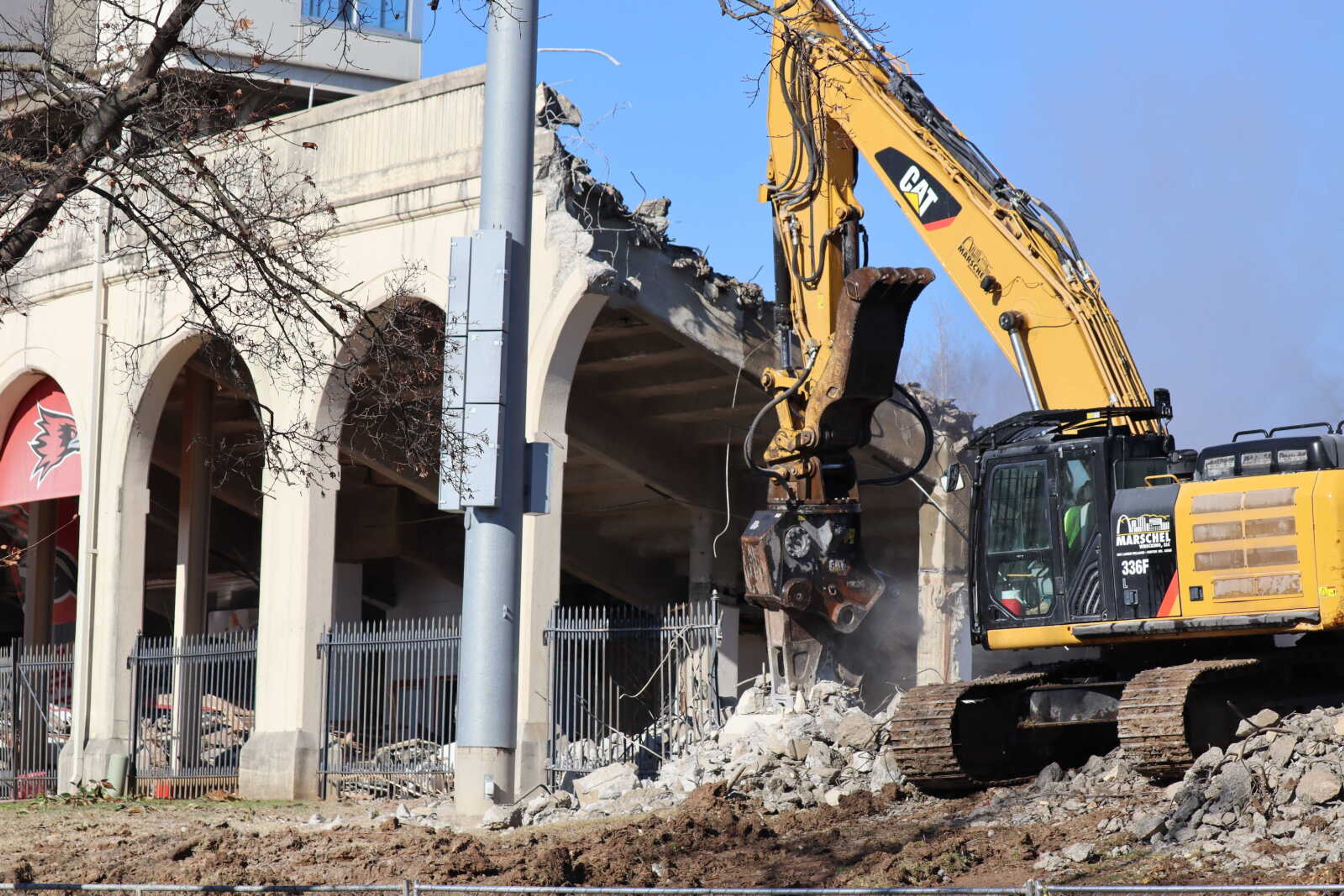 On Dec. 8, crews began demolition of the aging south bleachers of Houck Stadium. A complete renovation of the south side is planned for 2022.