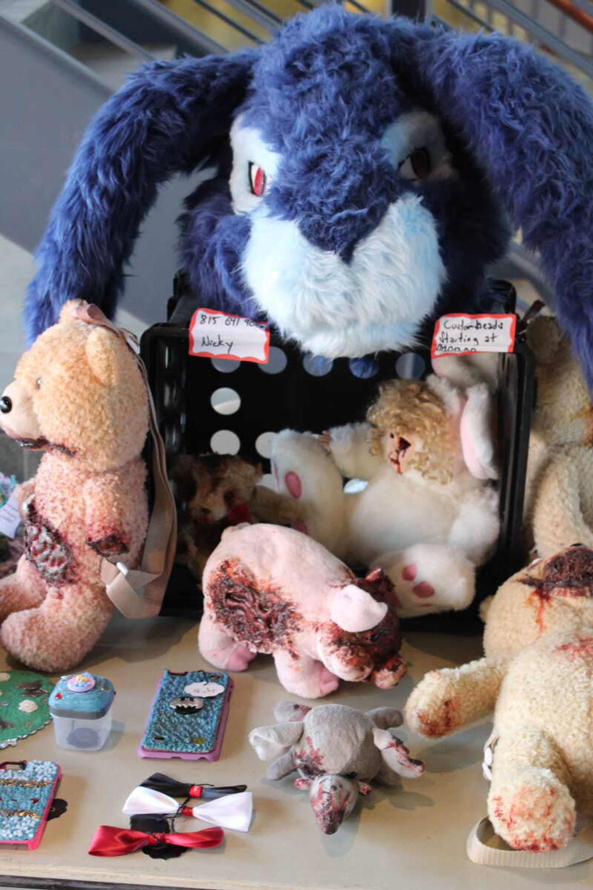 Stuffed animals for sale by artist Nicki Szendzial at Southeast’s Art Guild Annual Show and Sale on Nov. 16.
