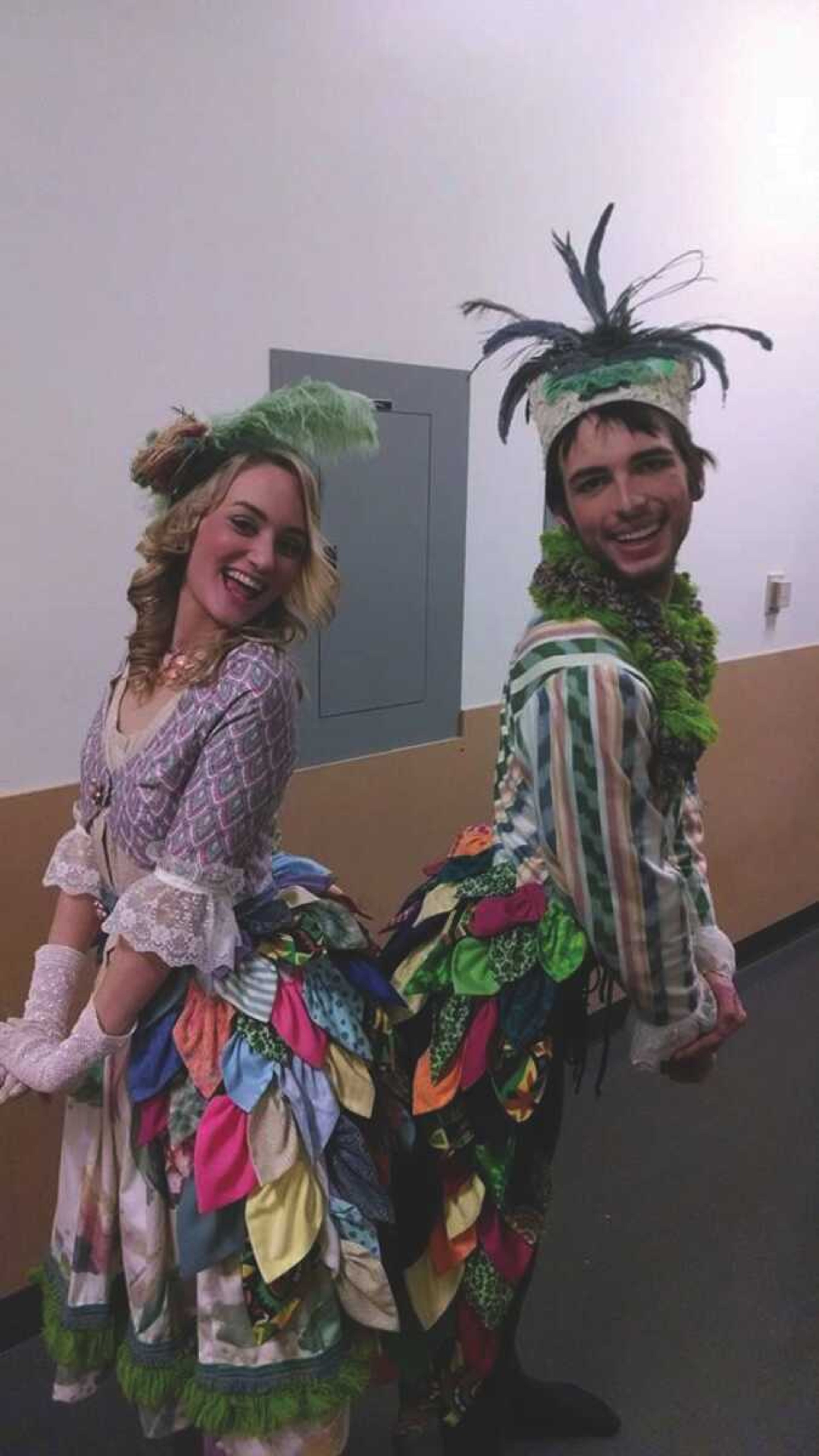 Madeline Flieg and Ethan Miller, senior music majors, pose backstage in costume for Southeast's opera production of "The Magic Flute" in 2014.