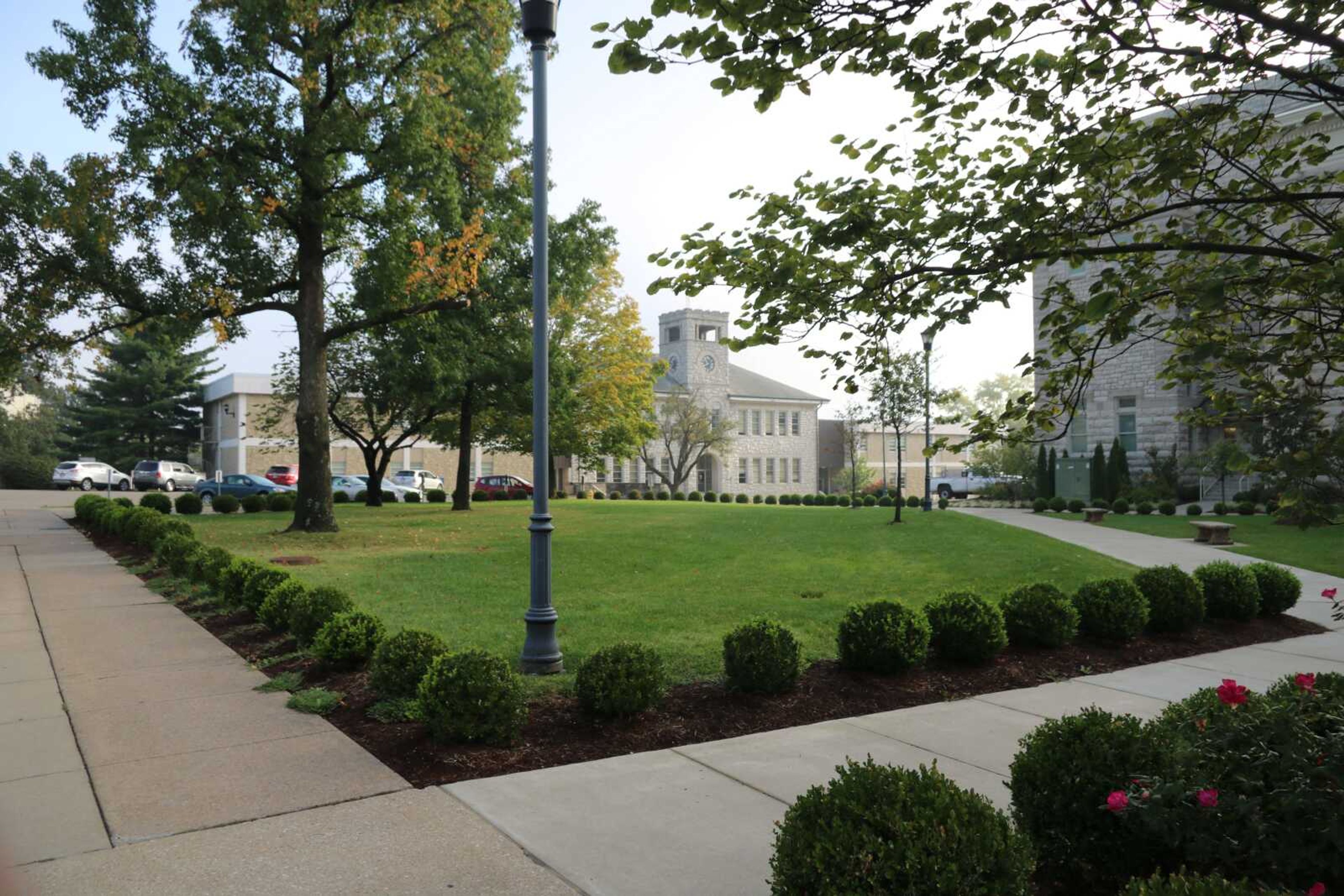 The green space between Academic Hall and Memorial Hall will be home to the Veterans Plaza.