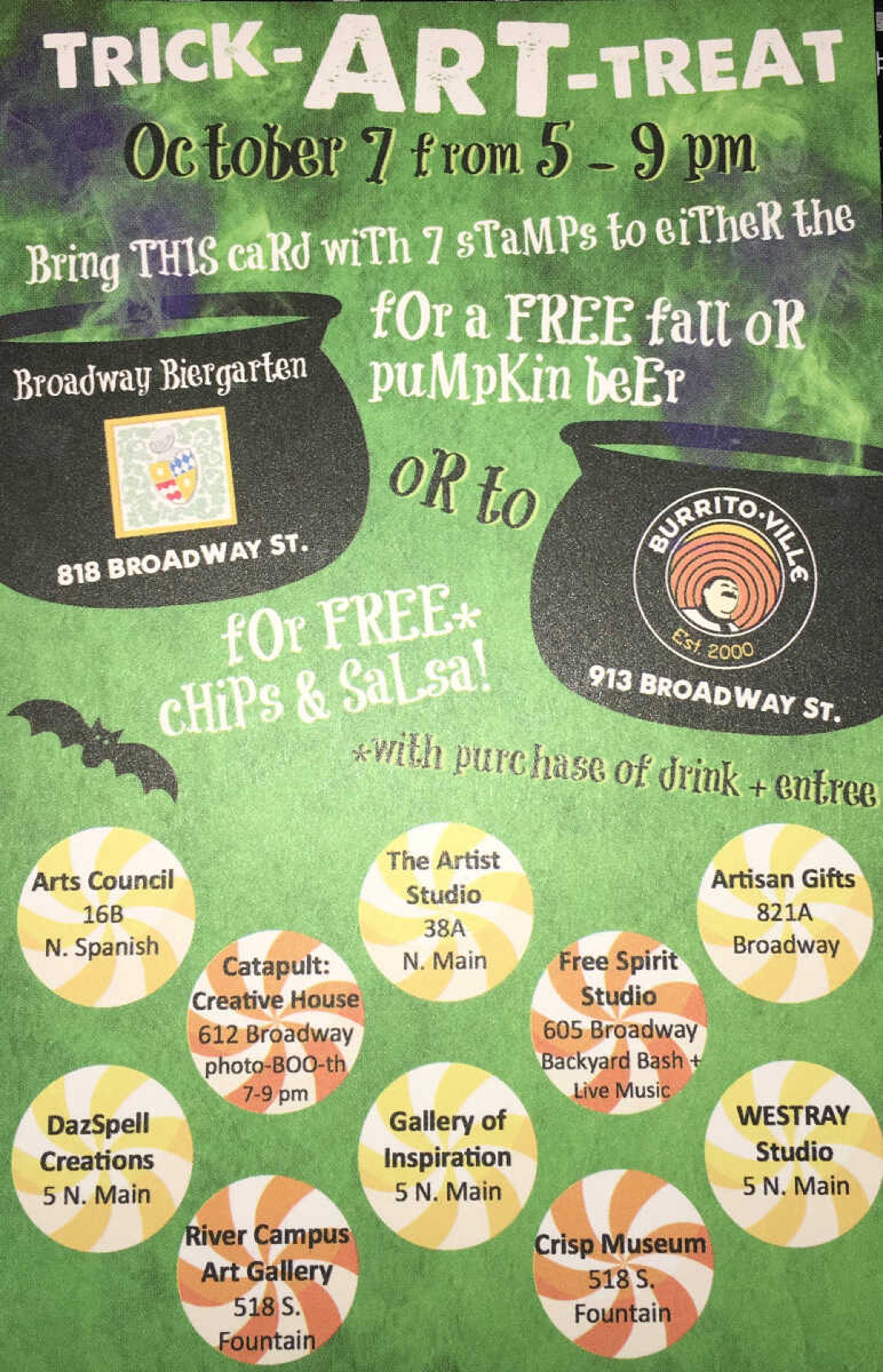 Flyer for Trick-Art-Treat event.