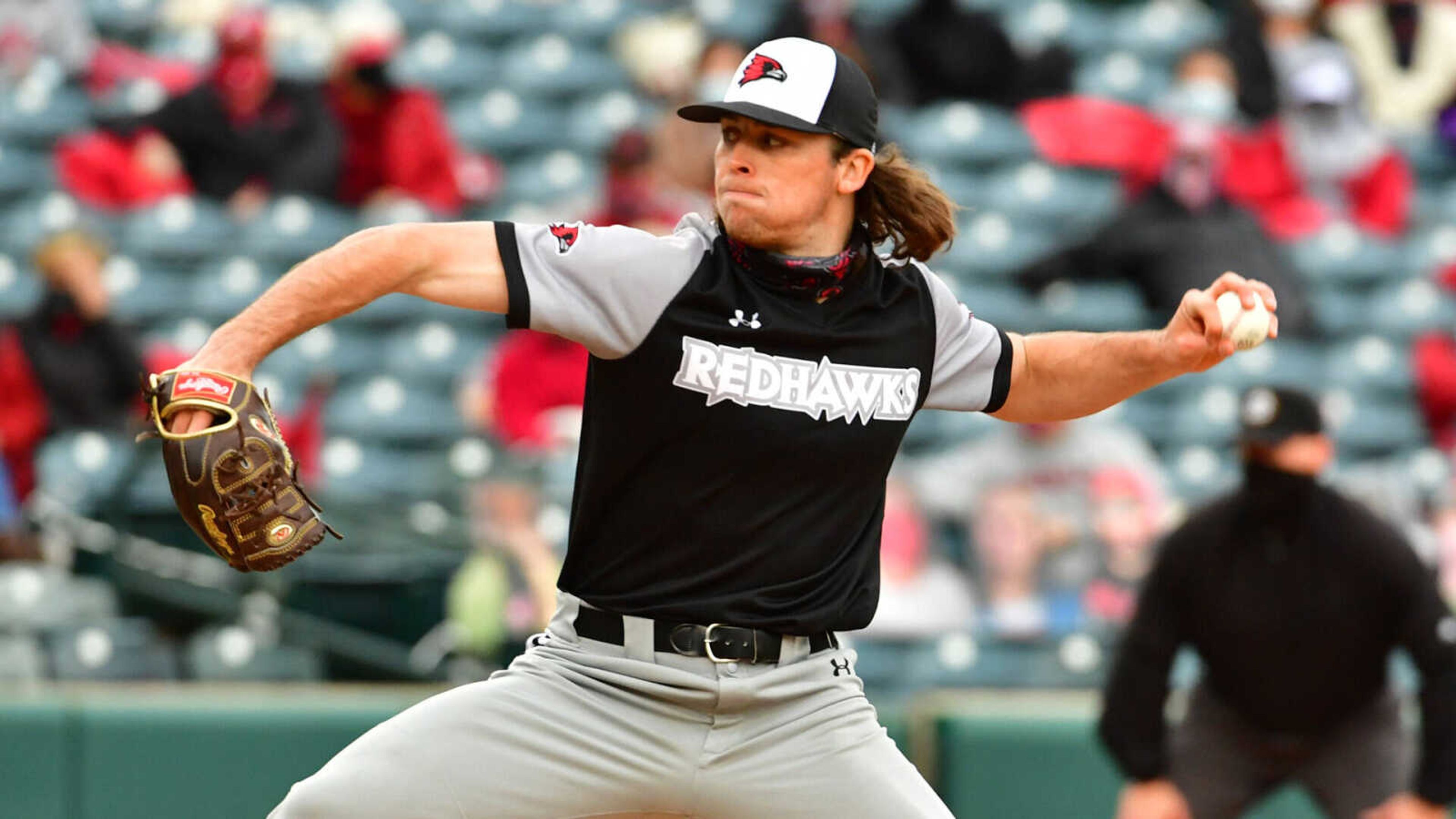 Dylan Dodd (#25) pitches for the Southeast Missouri State Redhawks. Dodd was drafted in 2021 by the Atlanta Braves and had his major league debut earlier this month.