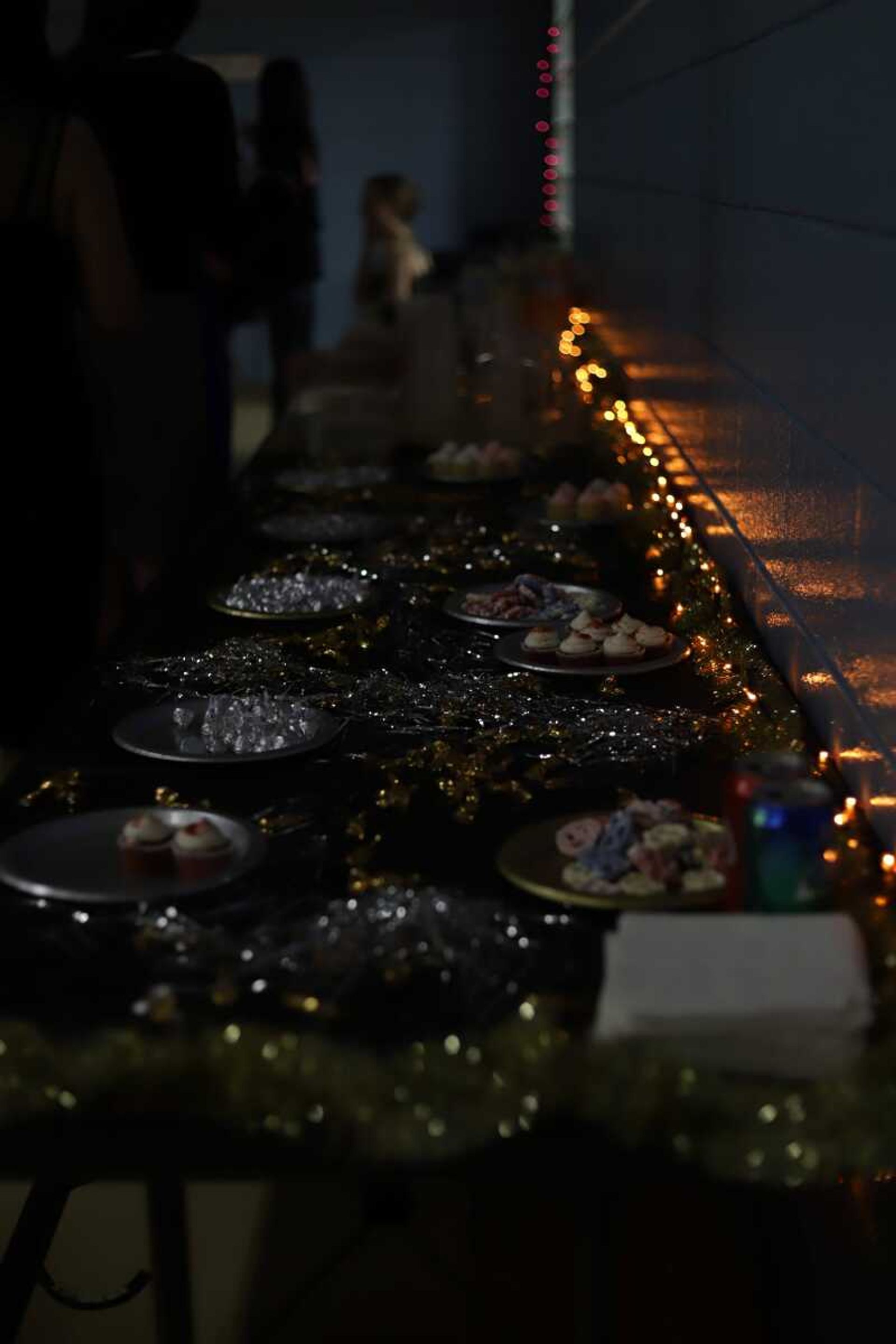 Hors d'oeuvres table set for attendees to enjoy during the Starry Night themed prom. 