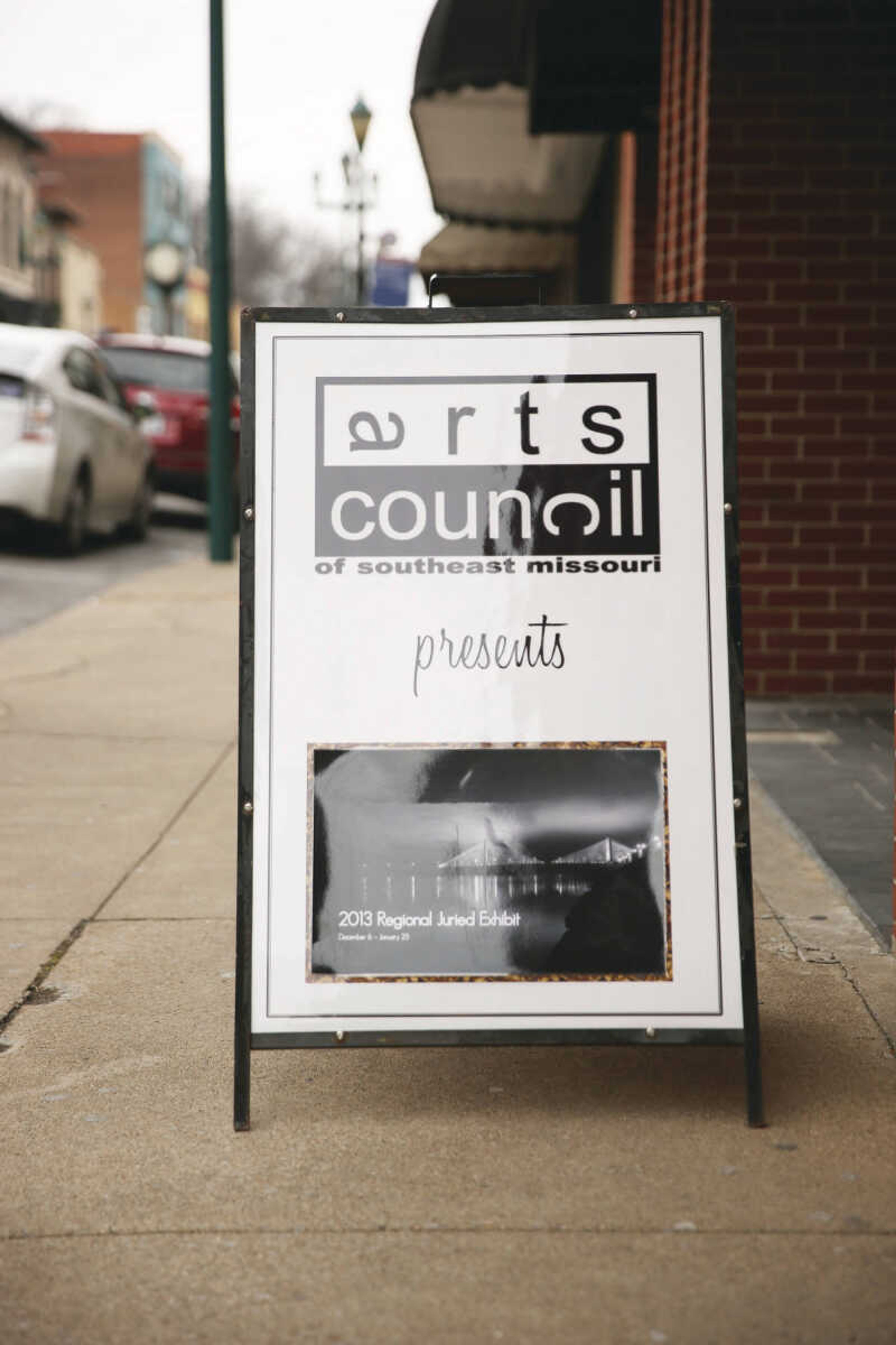 <b>A sign that sits outside of the Arts Council shows upcoming events and performances.</b> Photo by Jeyanaath Mudaliar