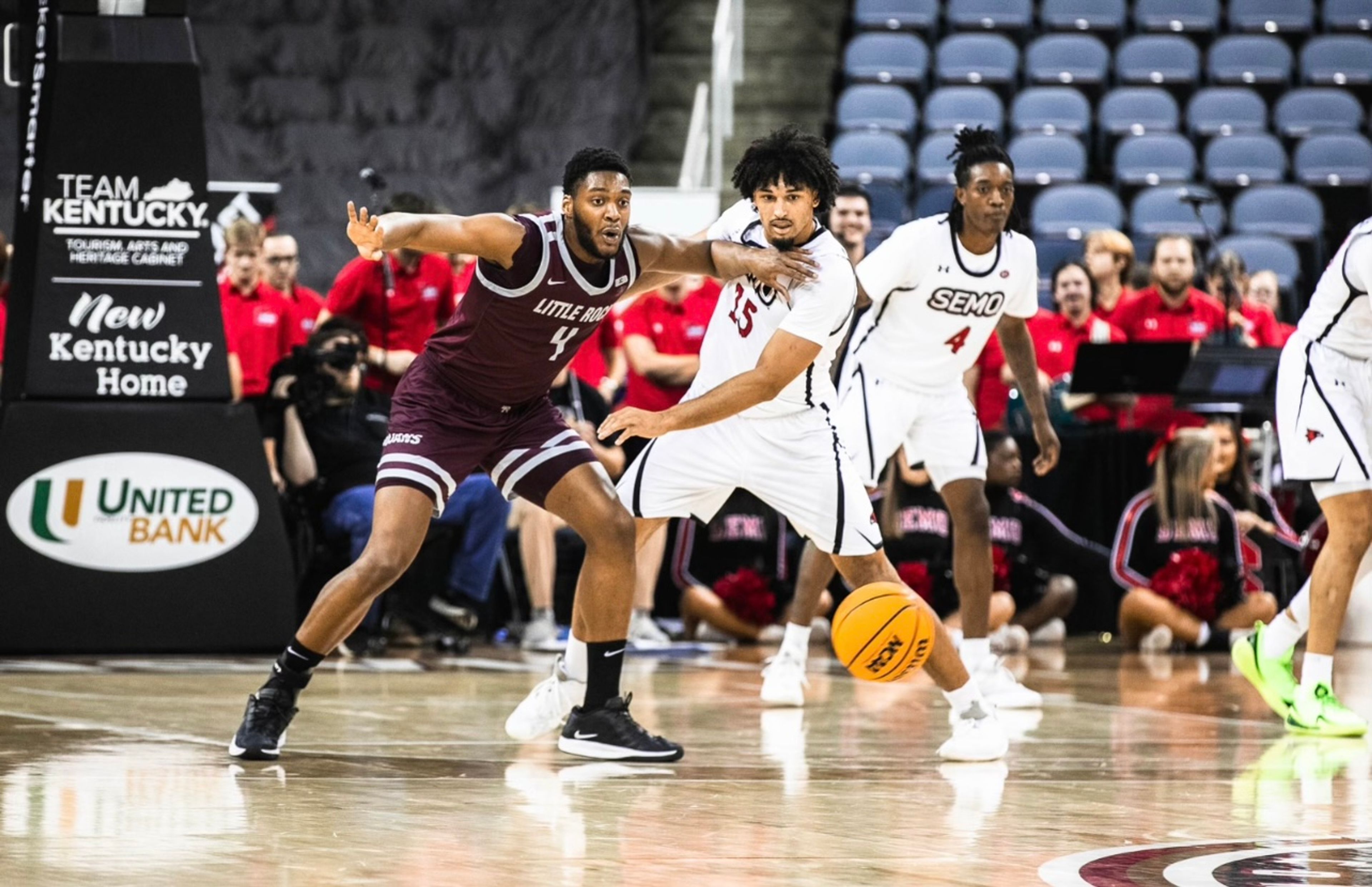 Junior forward Brendan Terry fights to get the ball against Little Rock.