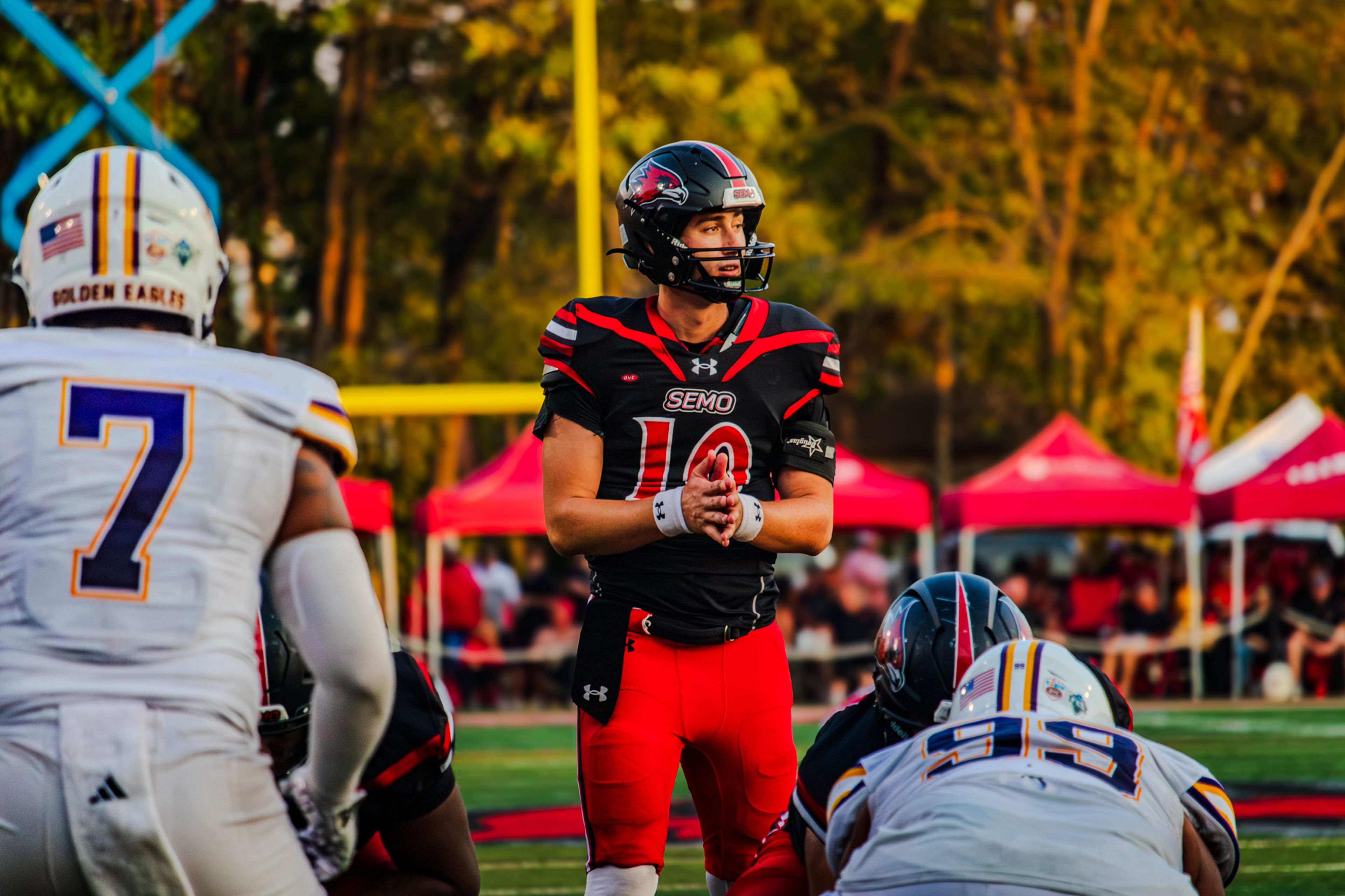 Senior quarterback Paxton DeLaurent readies to take a snap during the game against TTU.