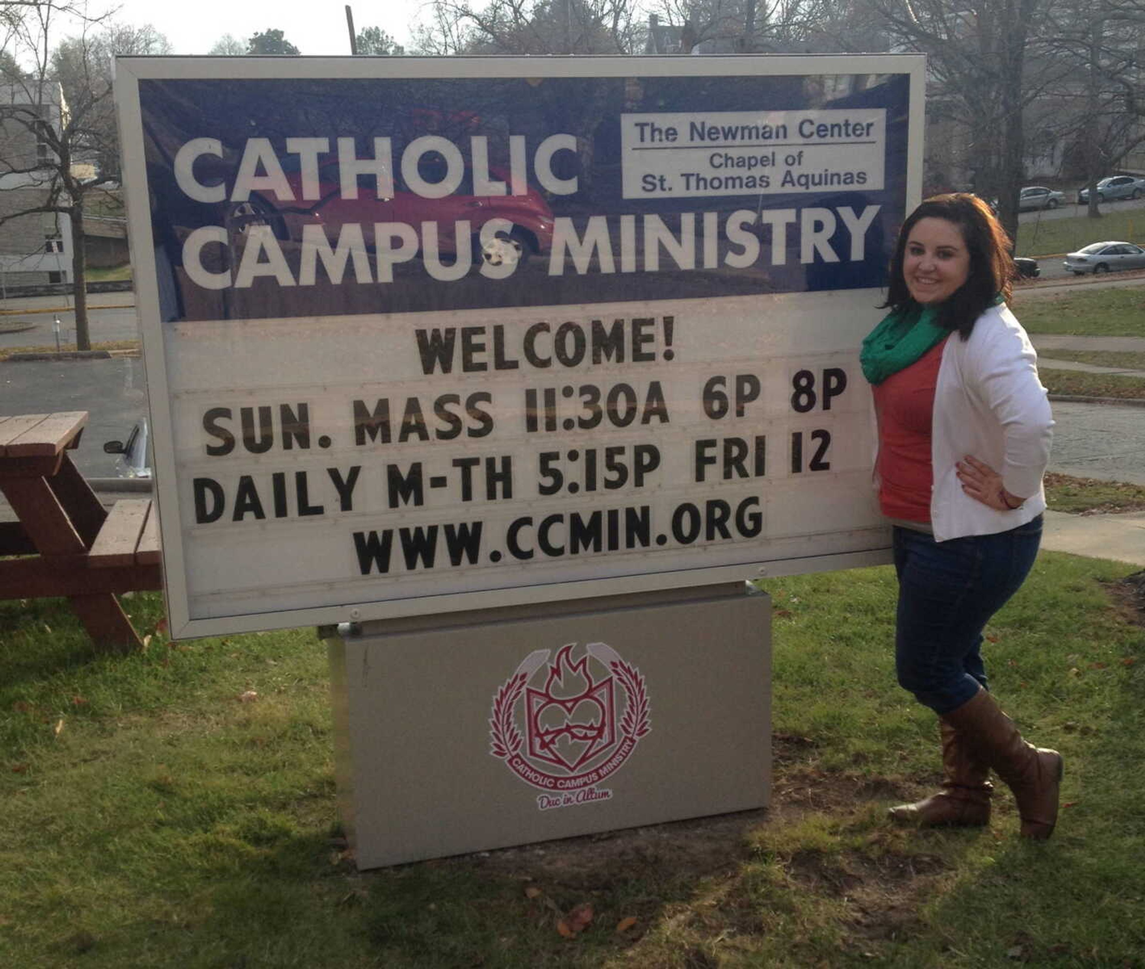 Katelyn Glenn outside Catholic Campus Ministry. Submitted Photo