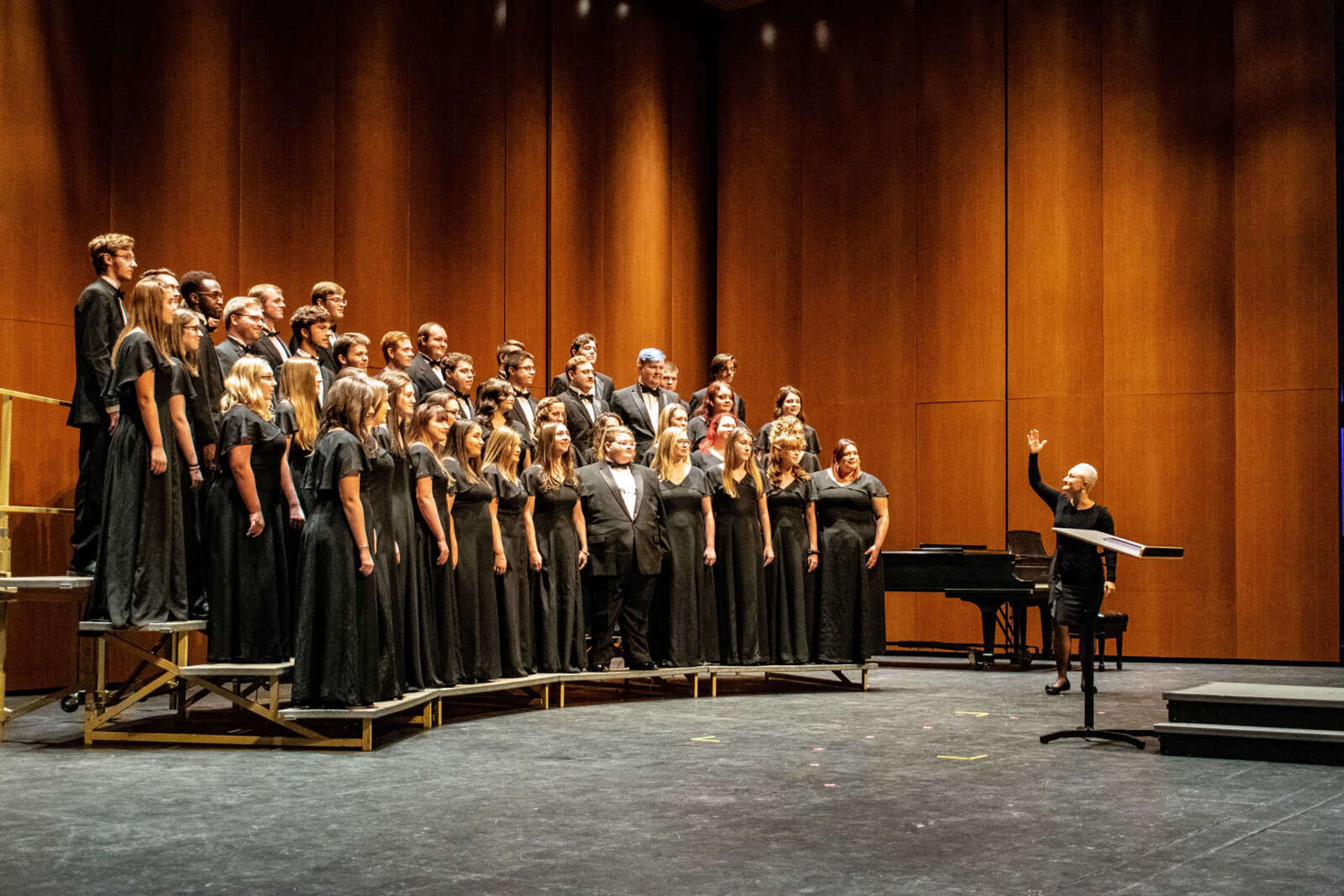 Dr. Barbara Lamont presenting her ensemble of The University and Chamber Choirs during their annual fall concert "The World Around Us." Oct. 22nd 2019 Bedell Performance Hall, Southeast Missouri State University.