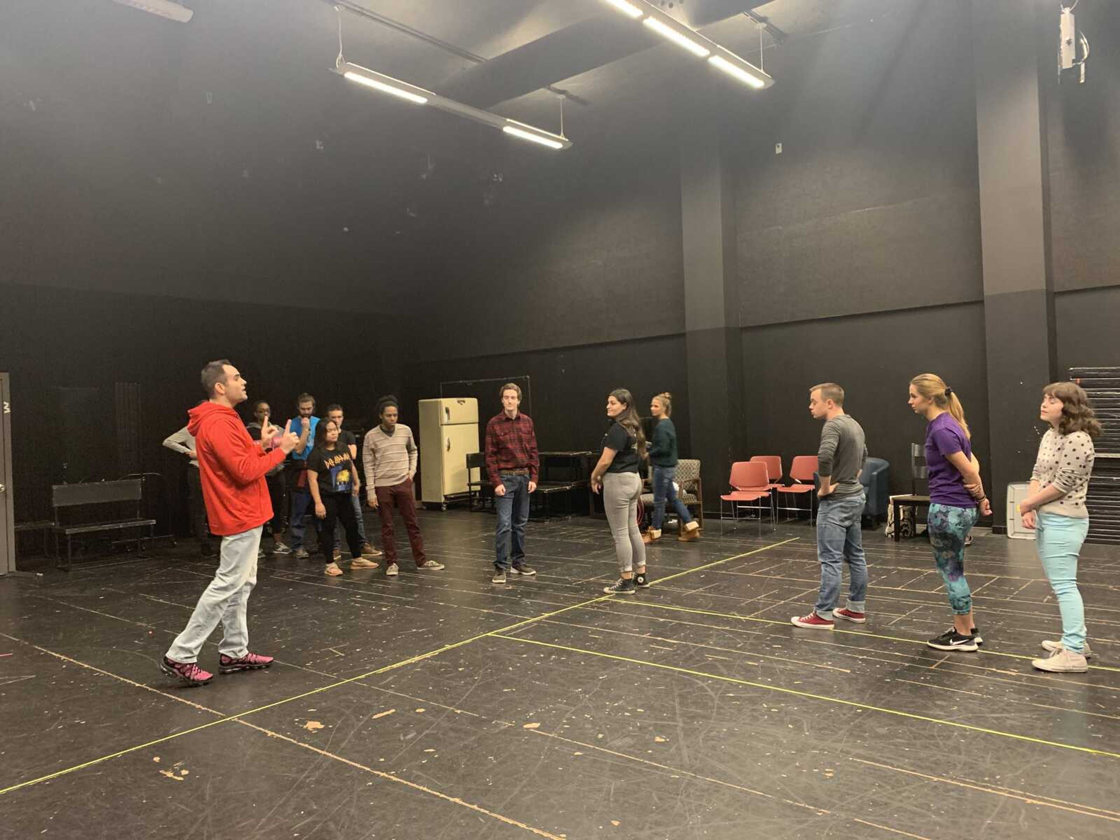 Nick Cutelli teaches an improv activity in the Master Class at River Campus