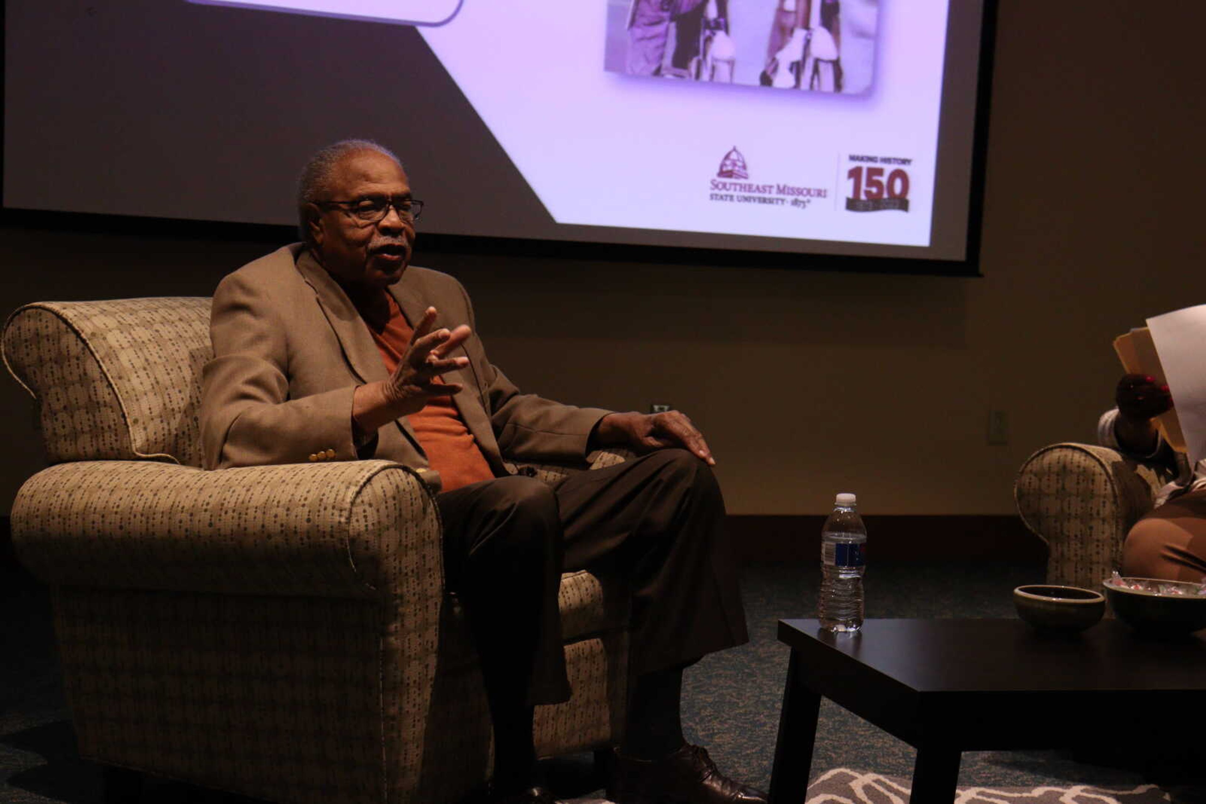 Reverend Wheeler Parker Jr speaks to an auditorium of guests during the Emmett Till Project about his experience of the kidnapping and murder of Emmett Till. Stories like these are just one part of understanding the history and progress of America.