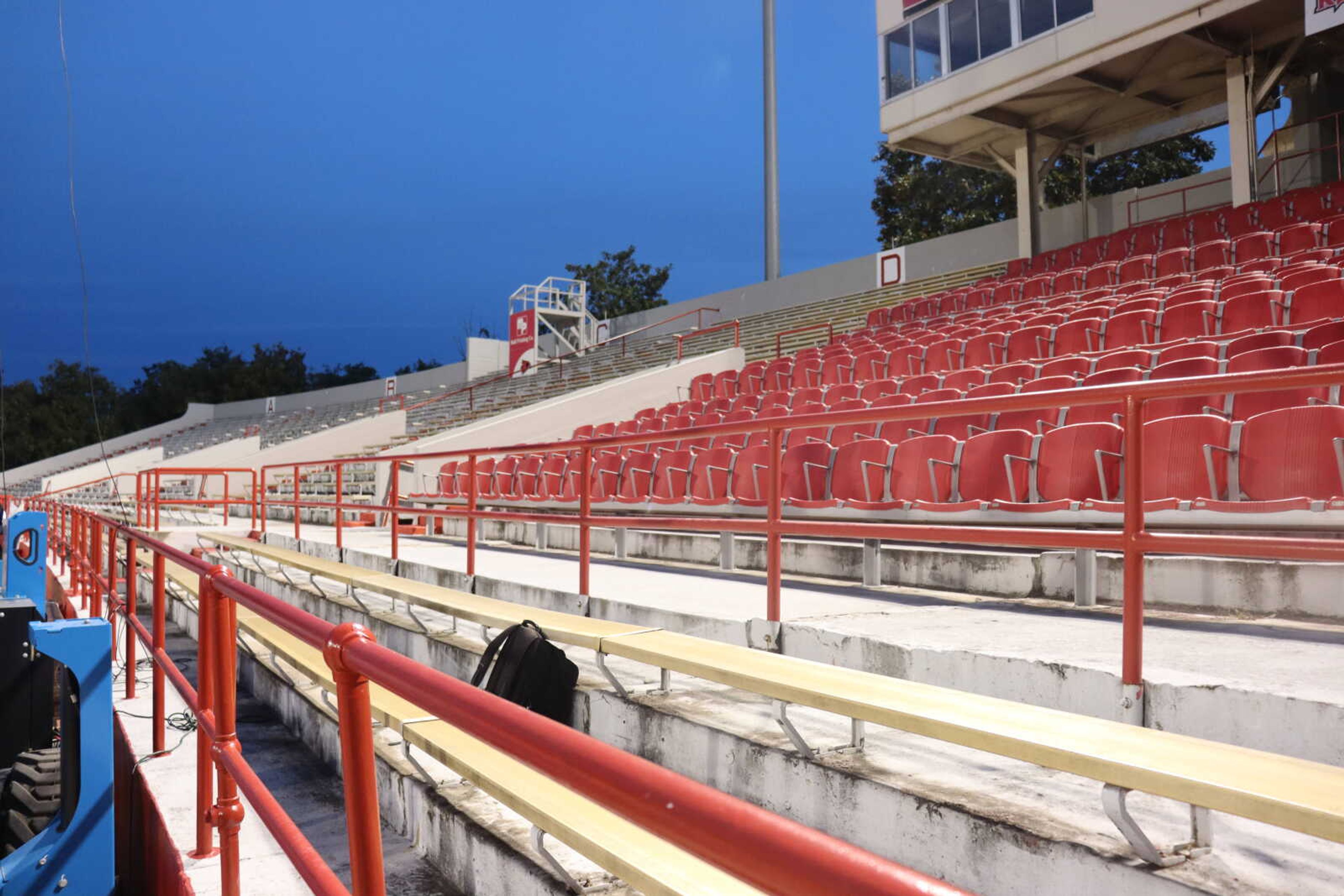 Houck's South Grandstand sits empty during the War for the Wheel football game after announcements of necessary renovations to the structure.
