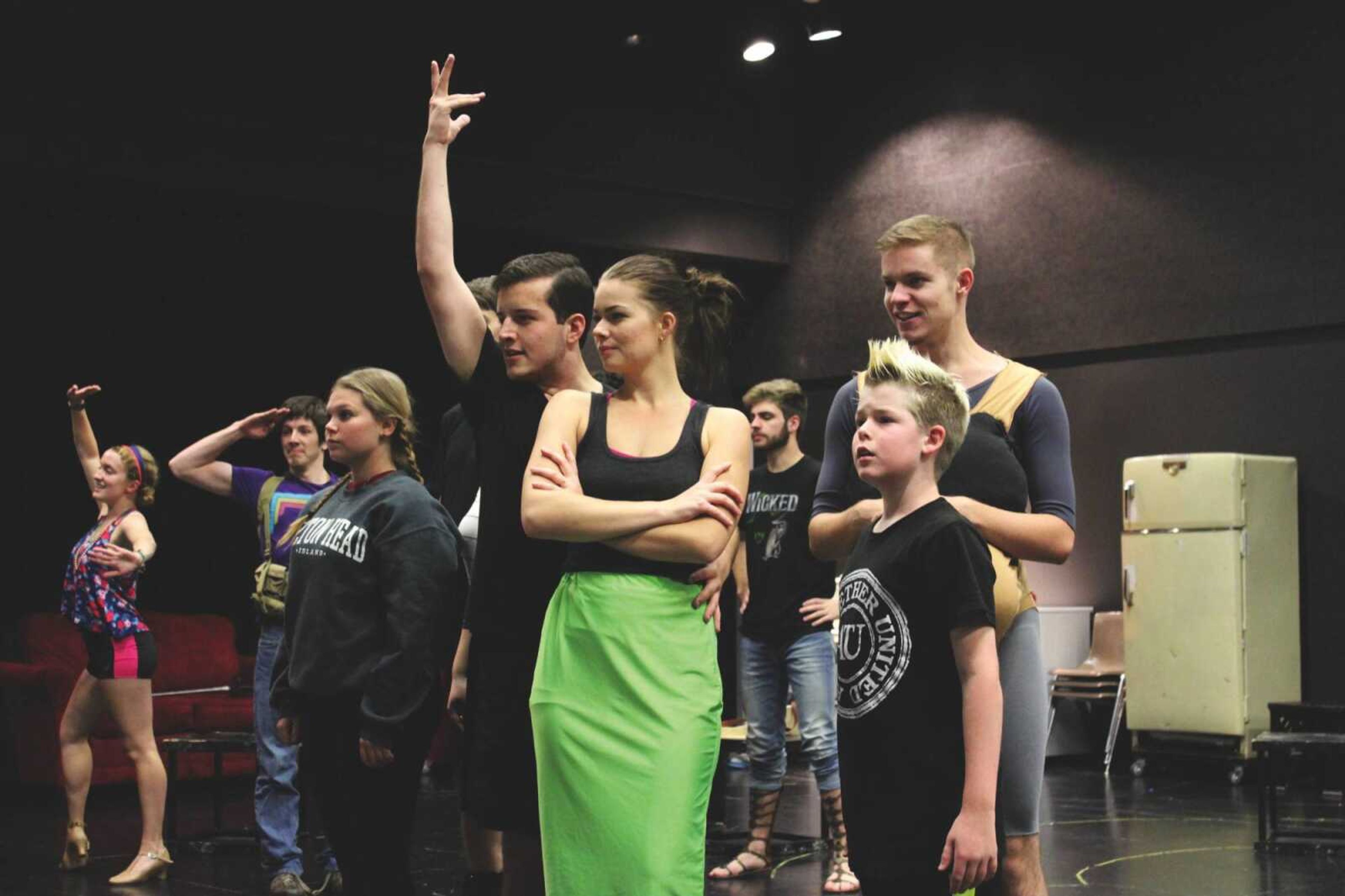 The cast rehearse "When You're An Addams" at the River Campus.