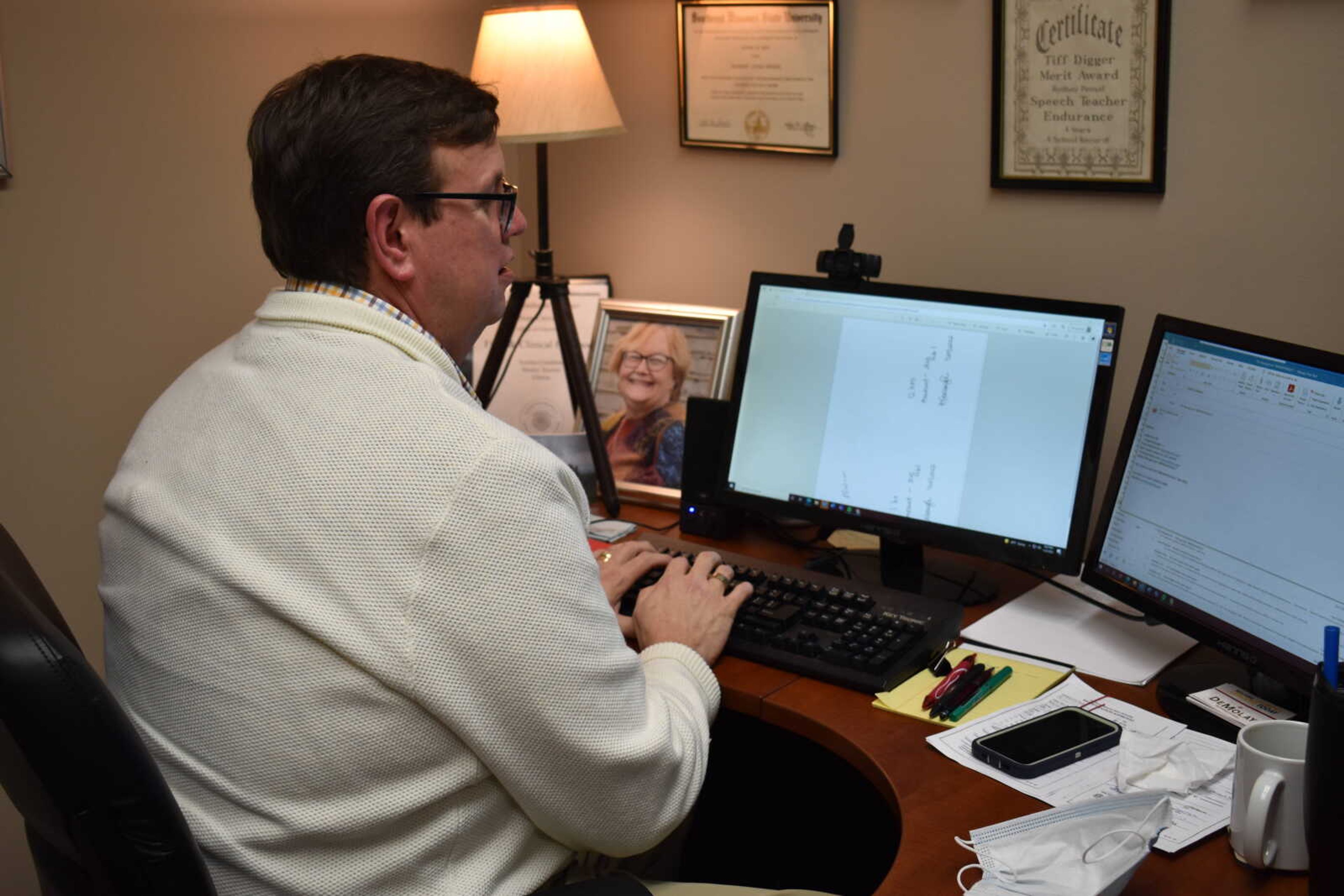 SEMO's field experiences director, Rodney Pensel, works on education students' teaching placements and schedules. 
