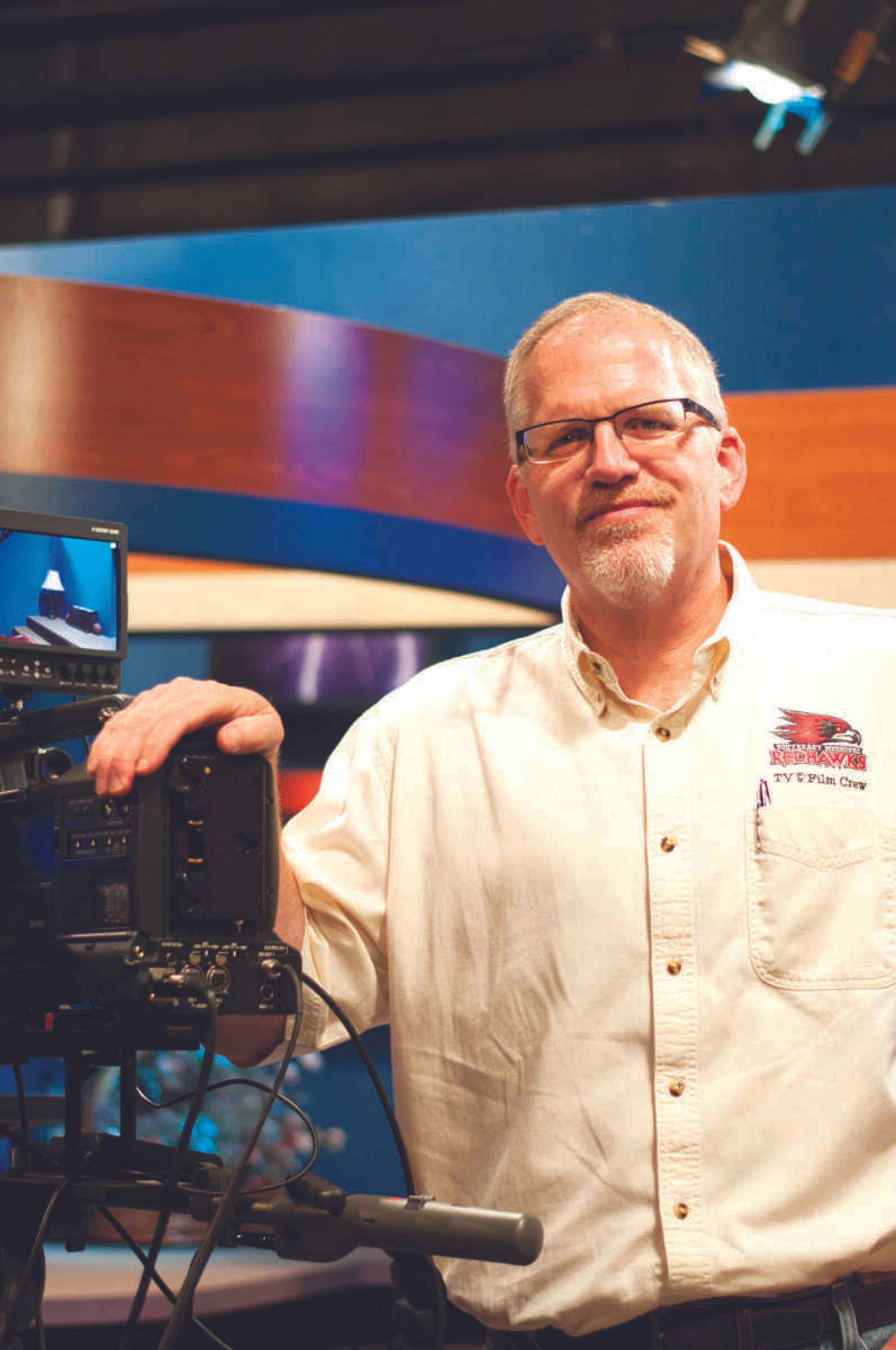 <b>Dr. Jim Dufek at the TV studio located in Rose Theatre. </b>Photo by Alyssa Brewer