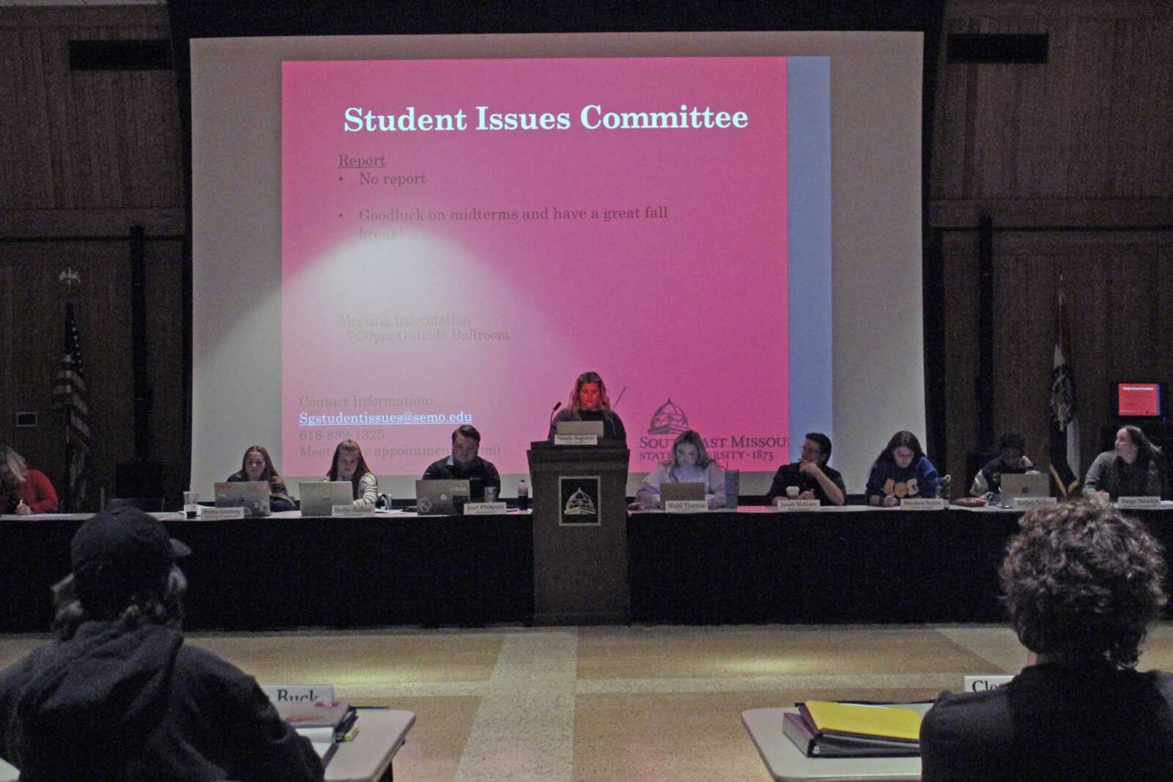 Student Government Association going through reports and bylaws on Monday, Oct. 10 at the University Center.