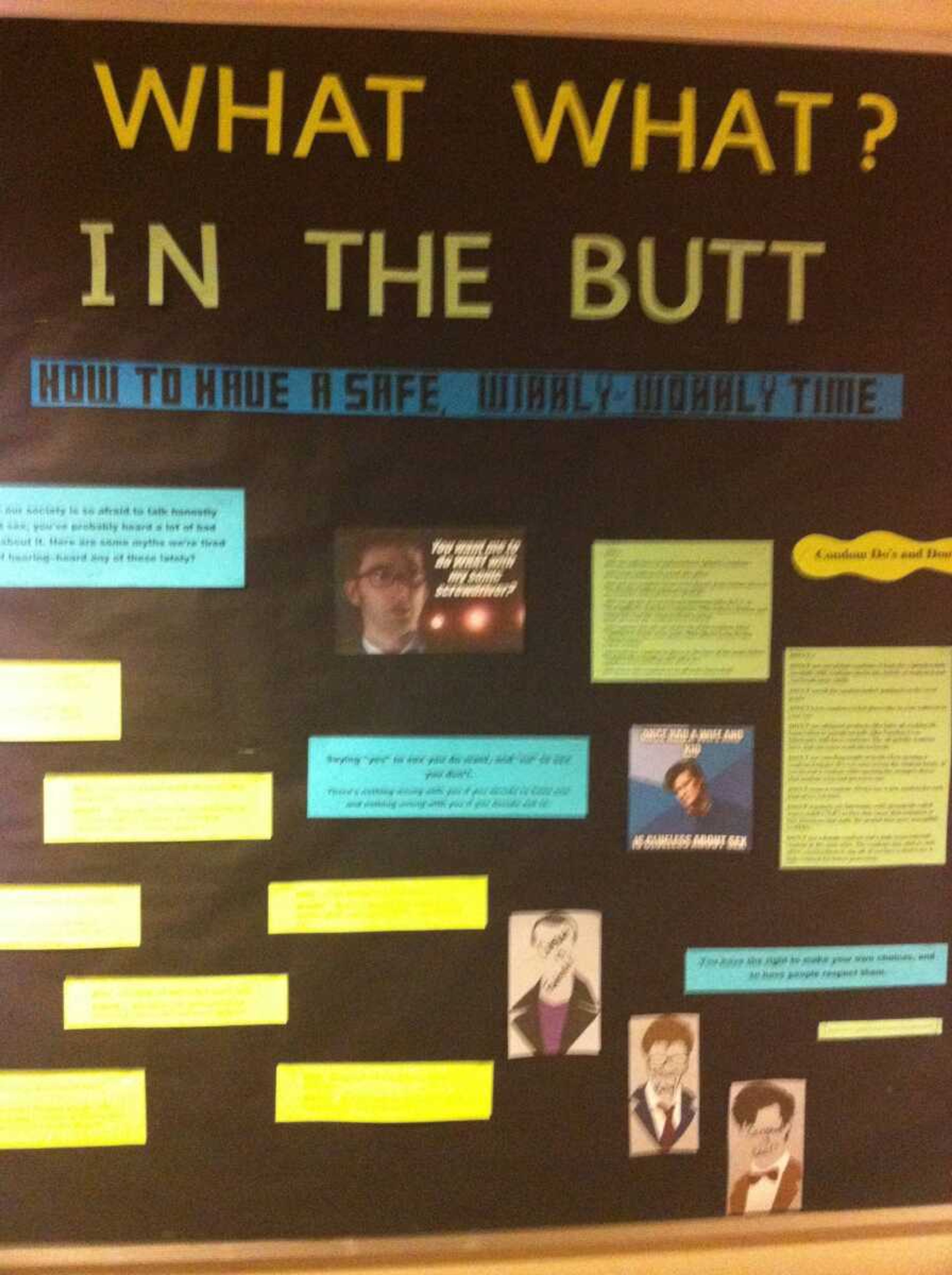 The controversial sexual education board located in Merick Hall.