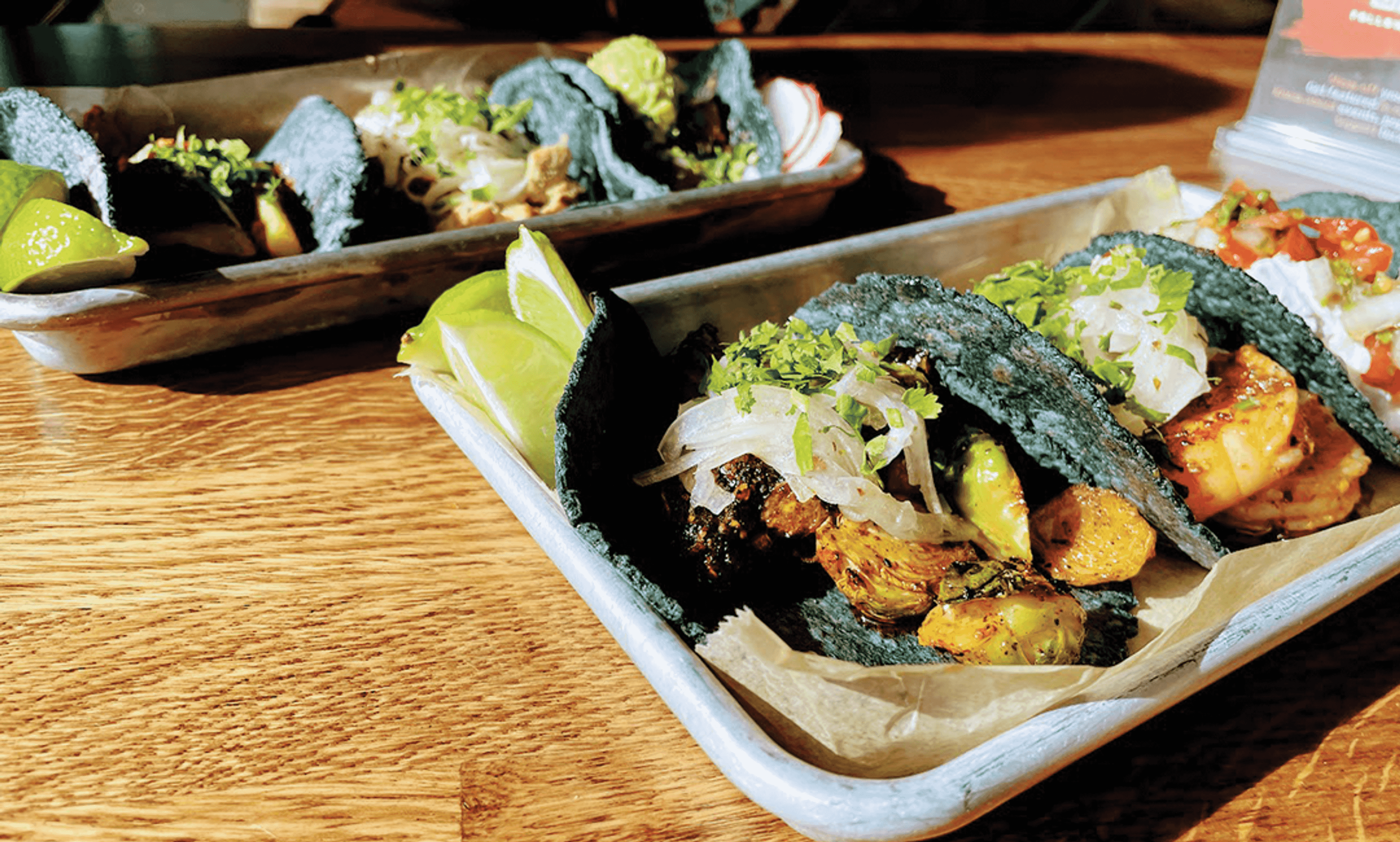 Among the blue corn goodies offered at La Lola Taco