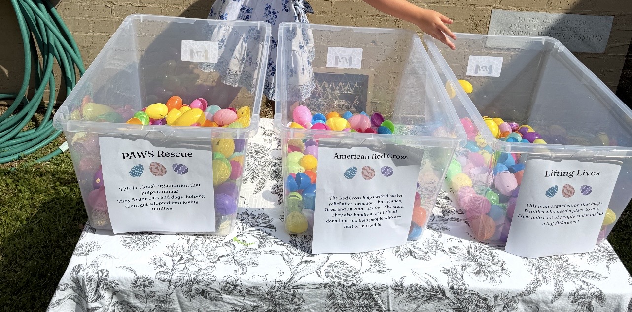 Kids turn Easter egg hunt into a lesson about giving at St. Alban's
