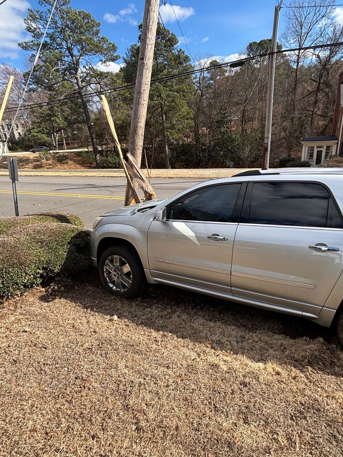 Vehicle crashes into utility pole