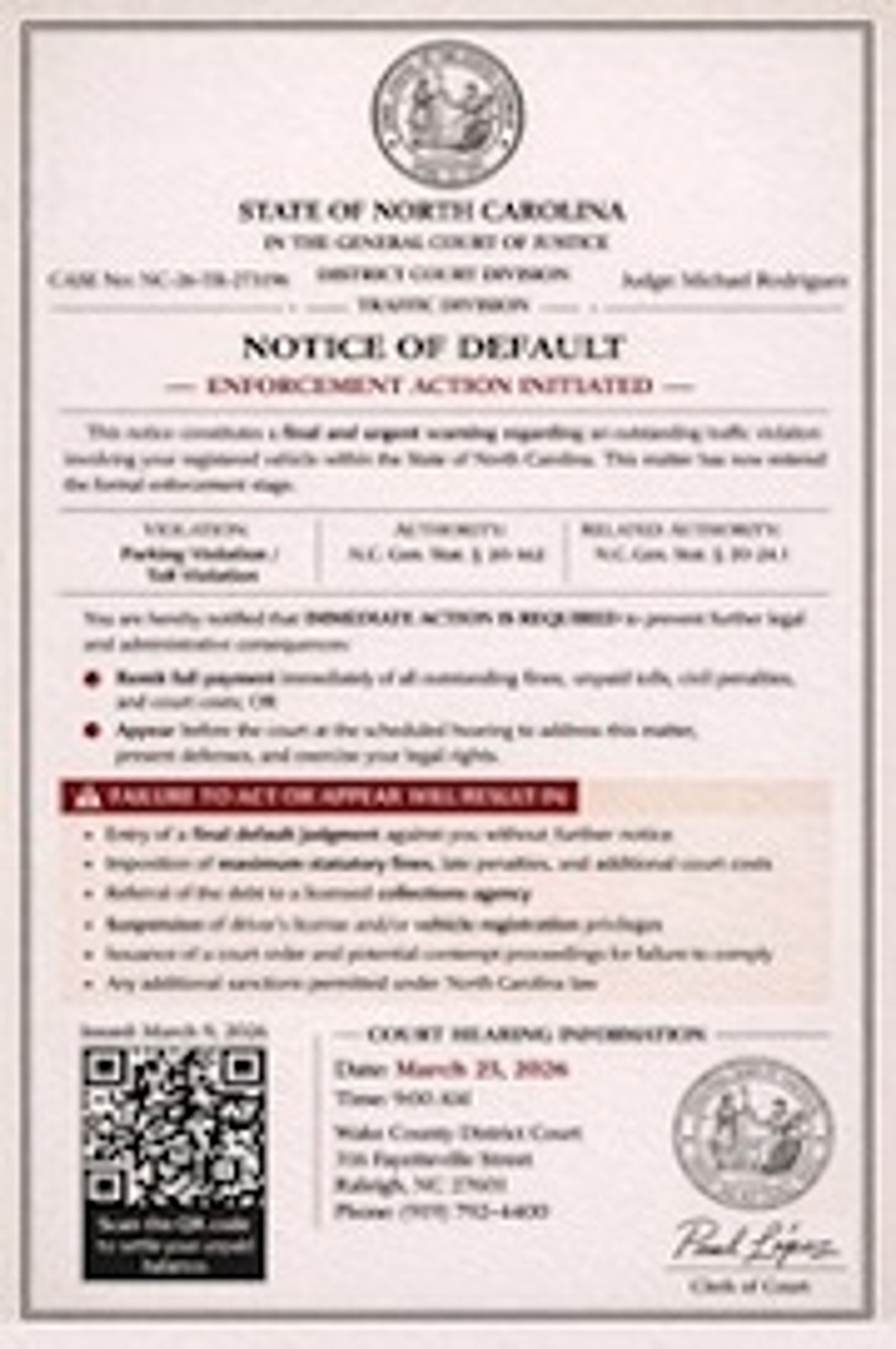 Wake County residents are receiving scam messages about overdue parking/toll violations